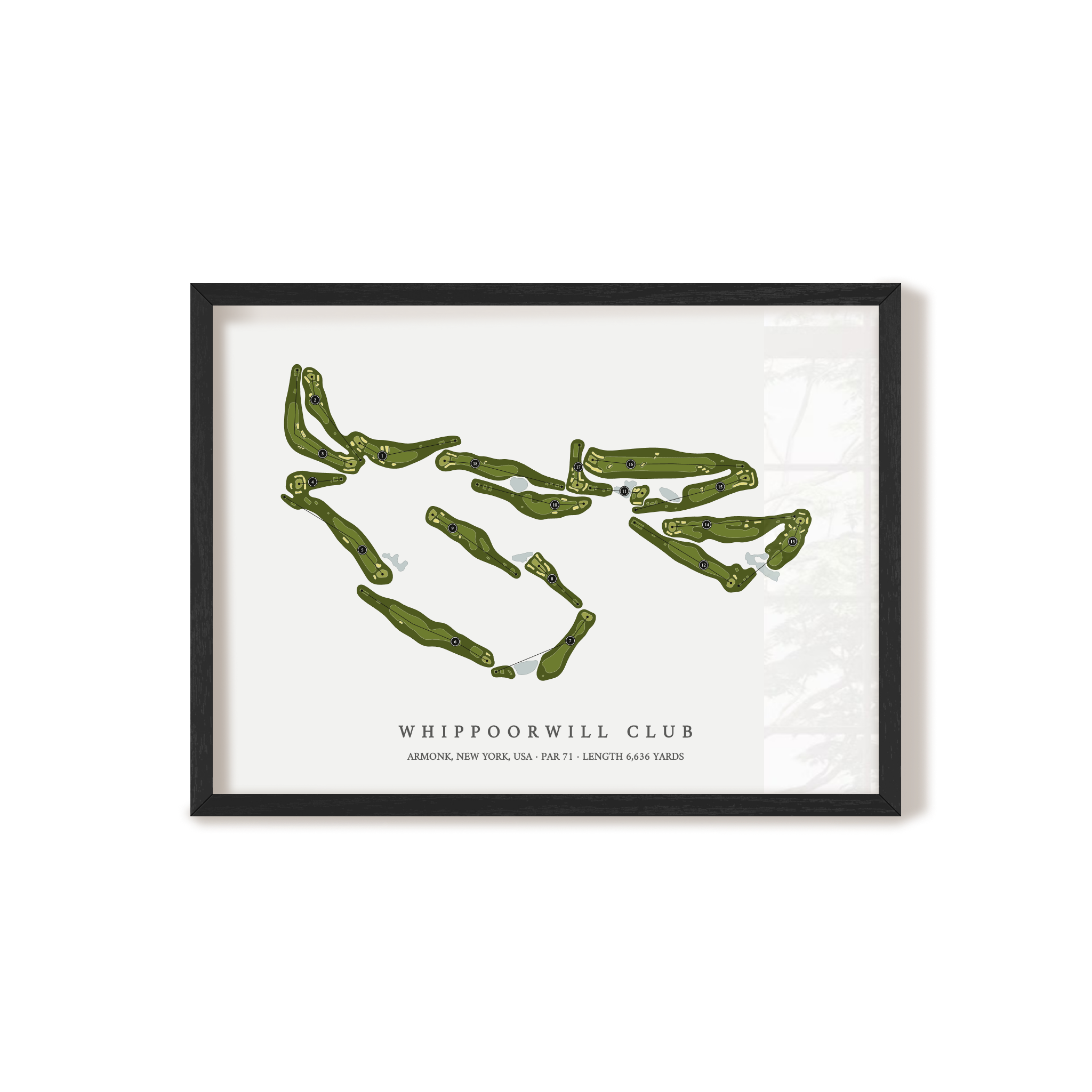 Whippoorwill Club | Golf Course Map | Black Frame 