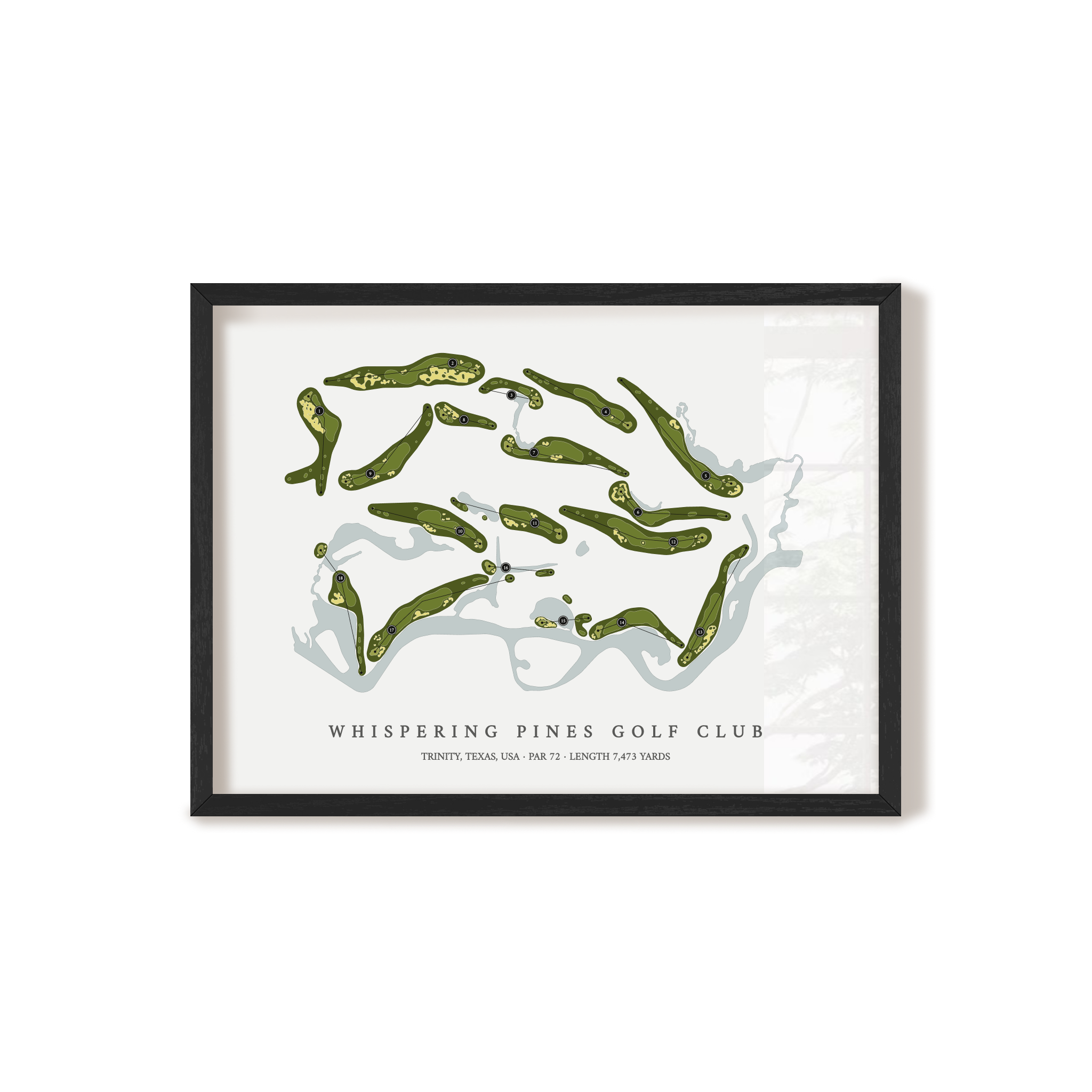 Whispering Pines Golf Club | Golf Course Print | Black Frame