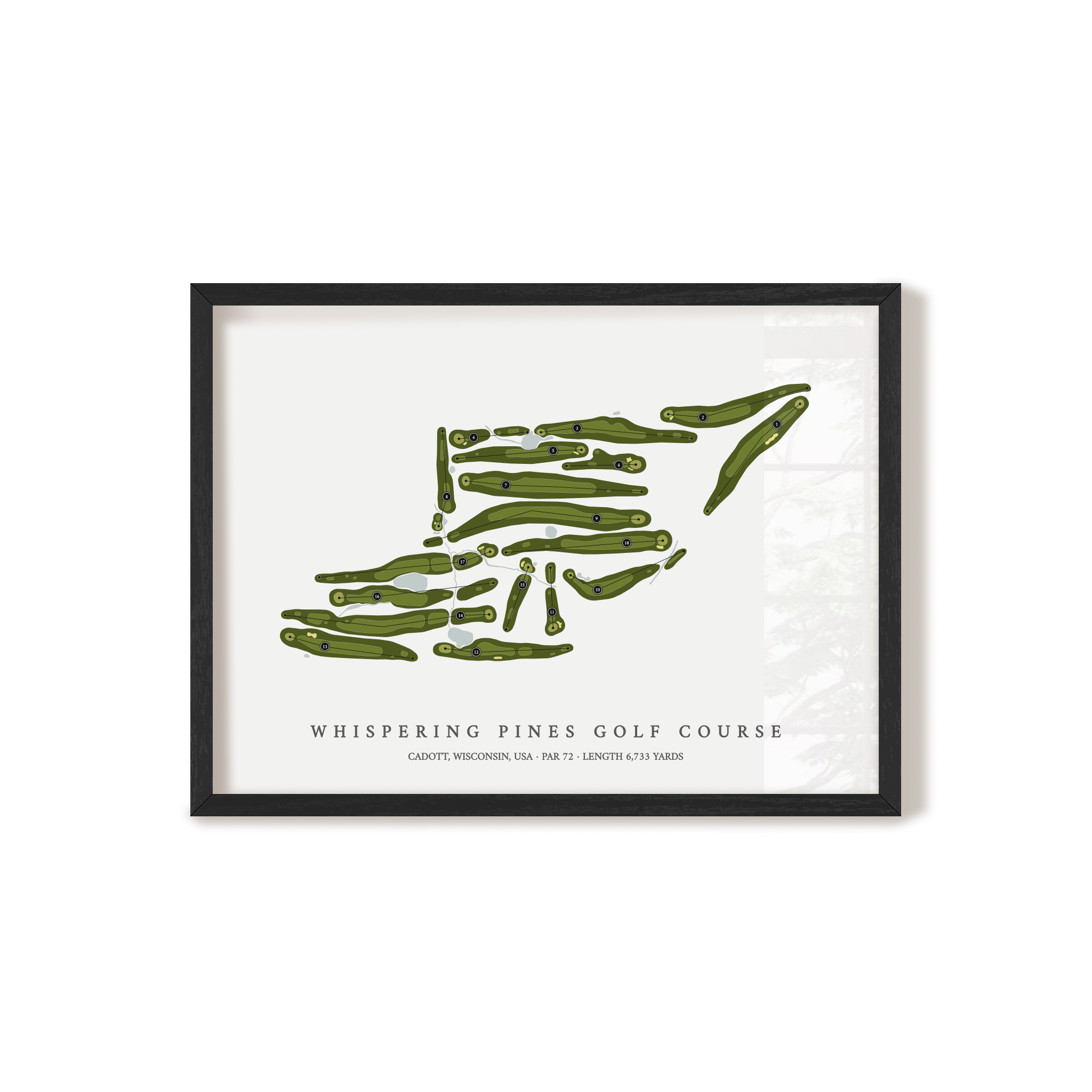 Whispering Pines Golf Course | Golf Course Print | Black Frame
