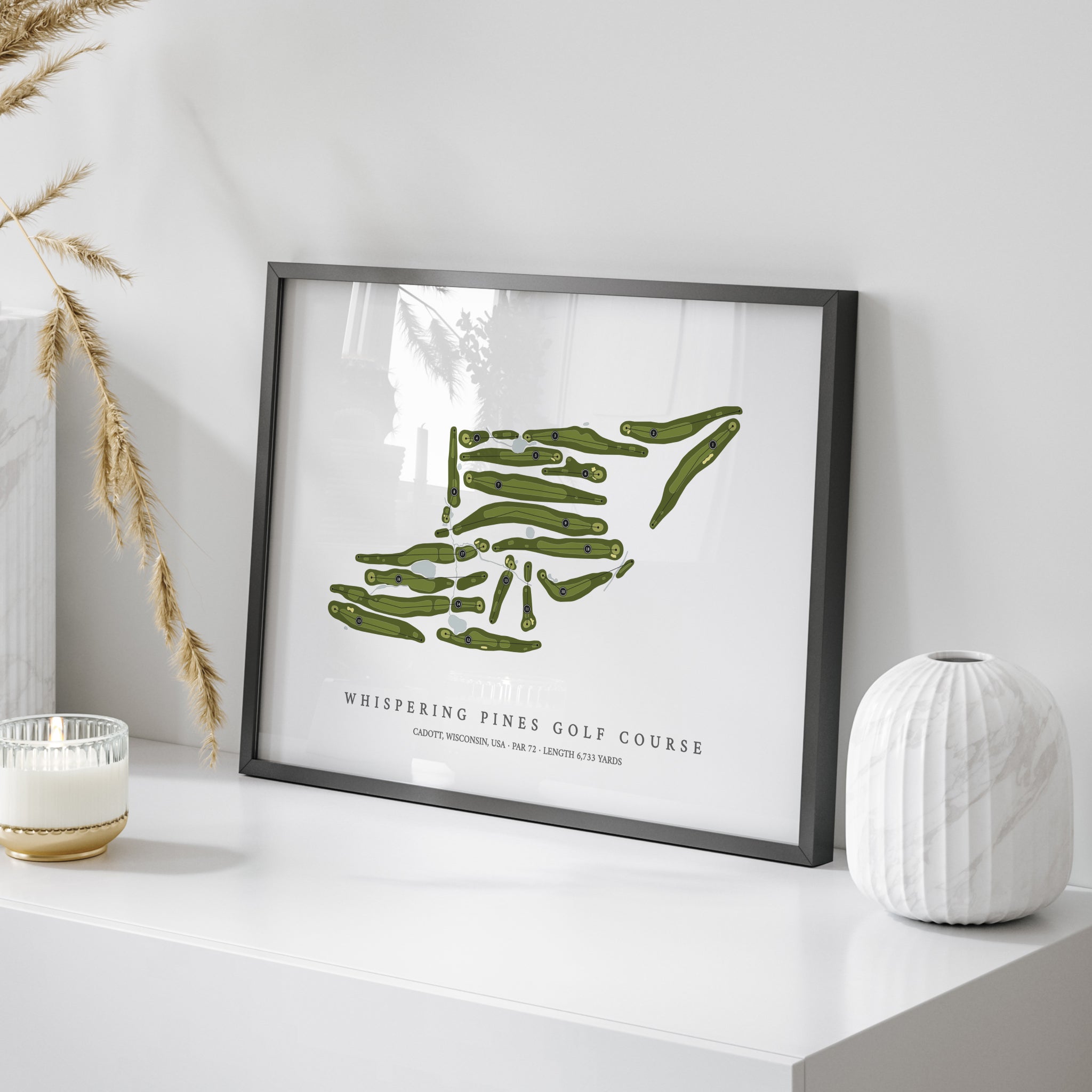Whispering Pines Golf Course | Golf Course Print | On Table