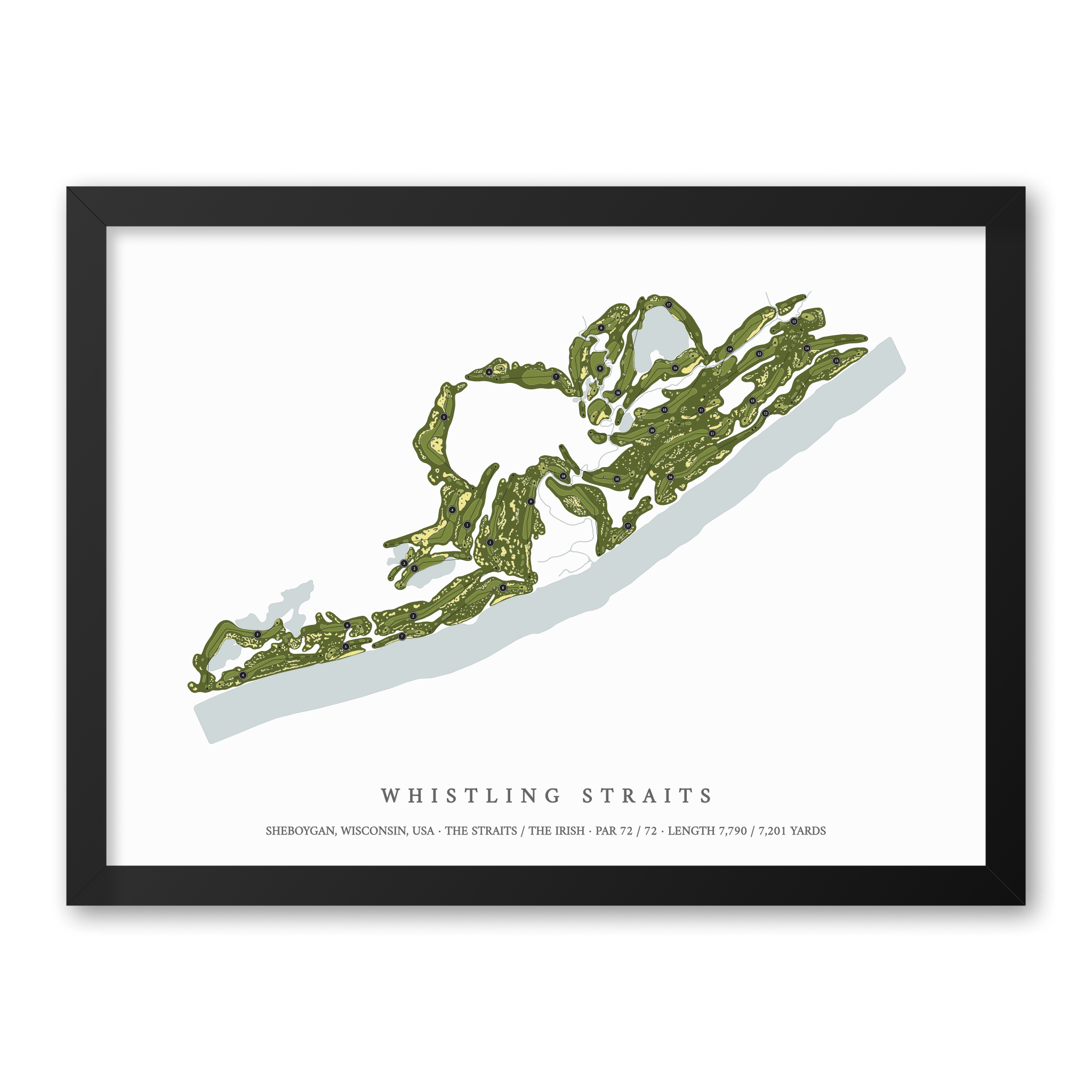 Whistling Straits | Golf Course Print | Black Frame