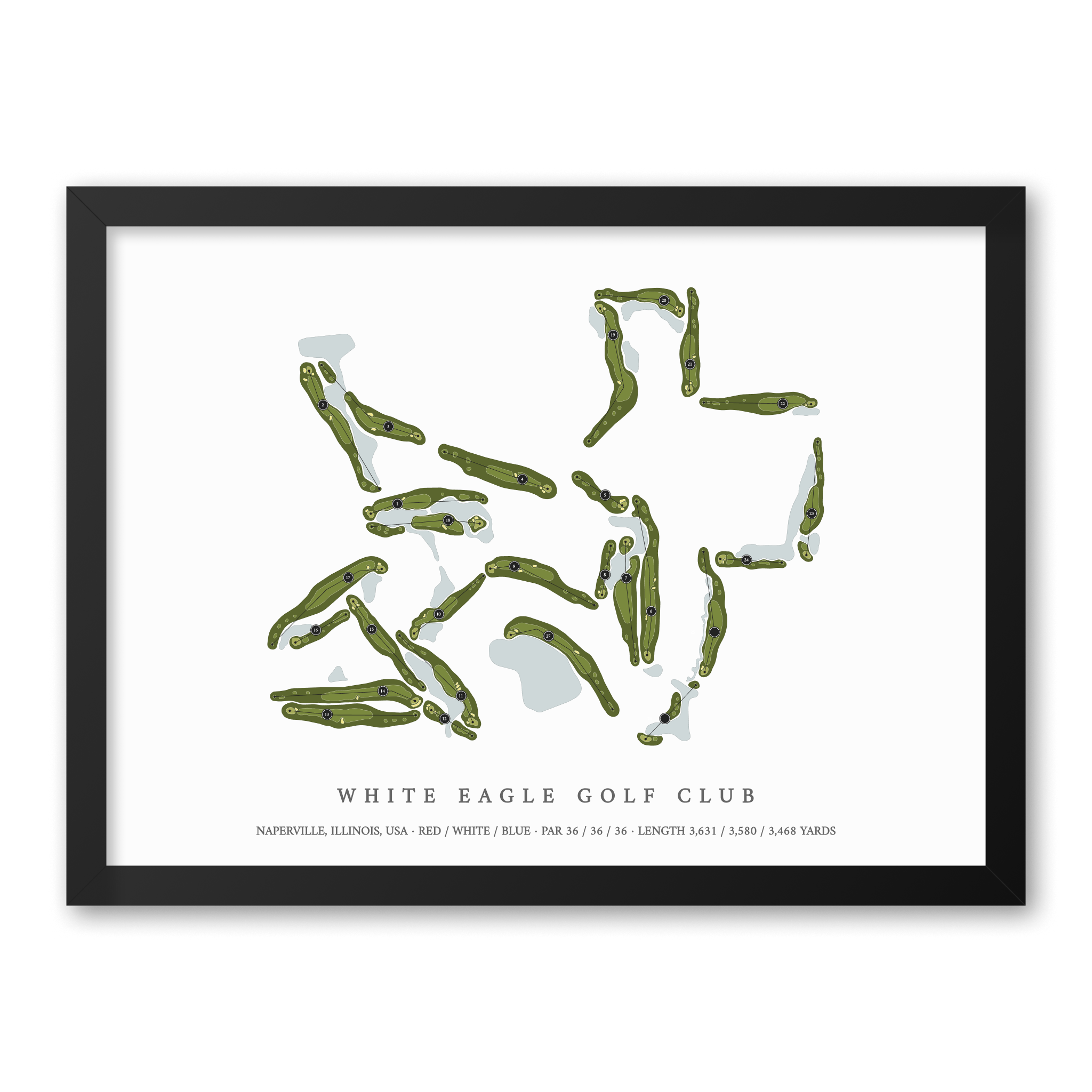 White Eagle Golf Club | Golf Course Print | Black Frame