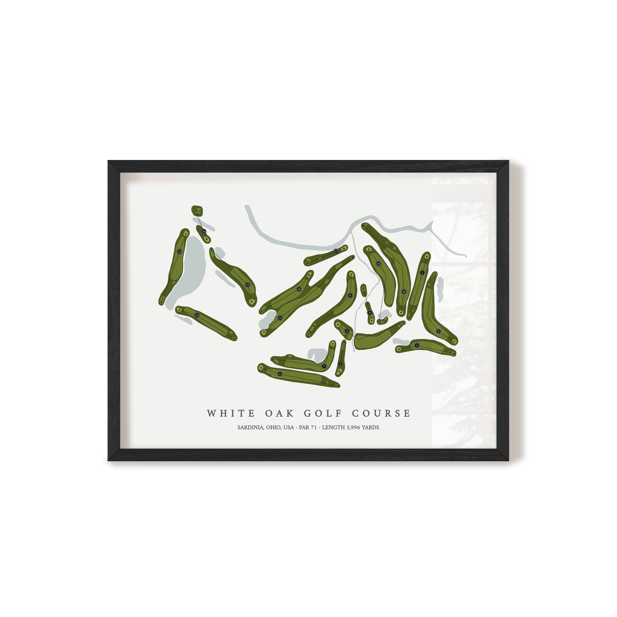 White Oak Golf Course | Golf Course Map | Black Frame 