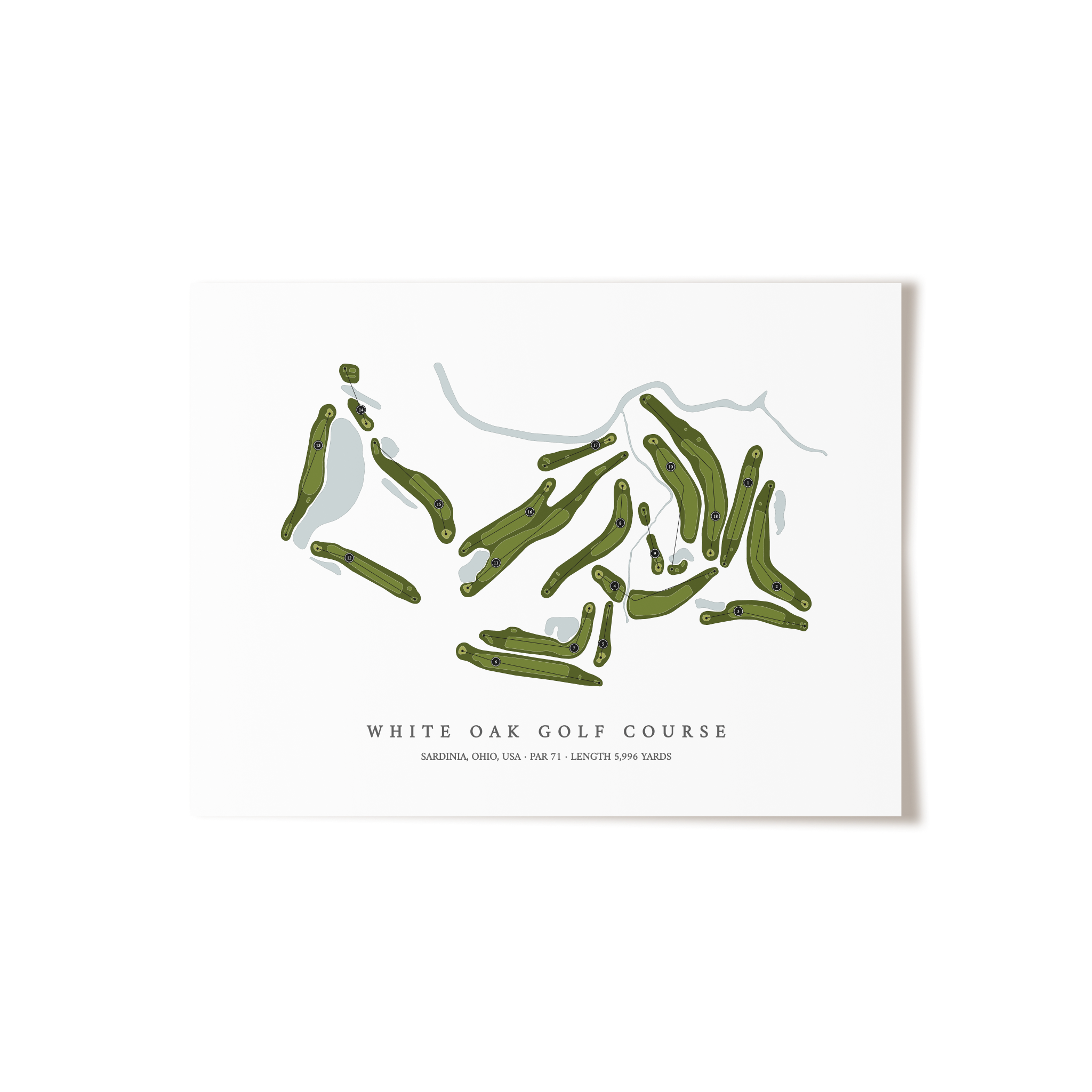 White Oak Golf Course | Golf Course Map | Unframed 