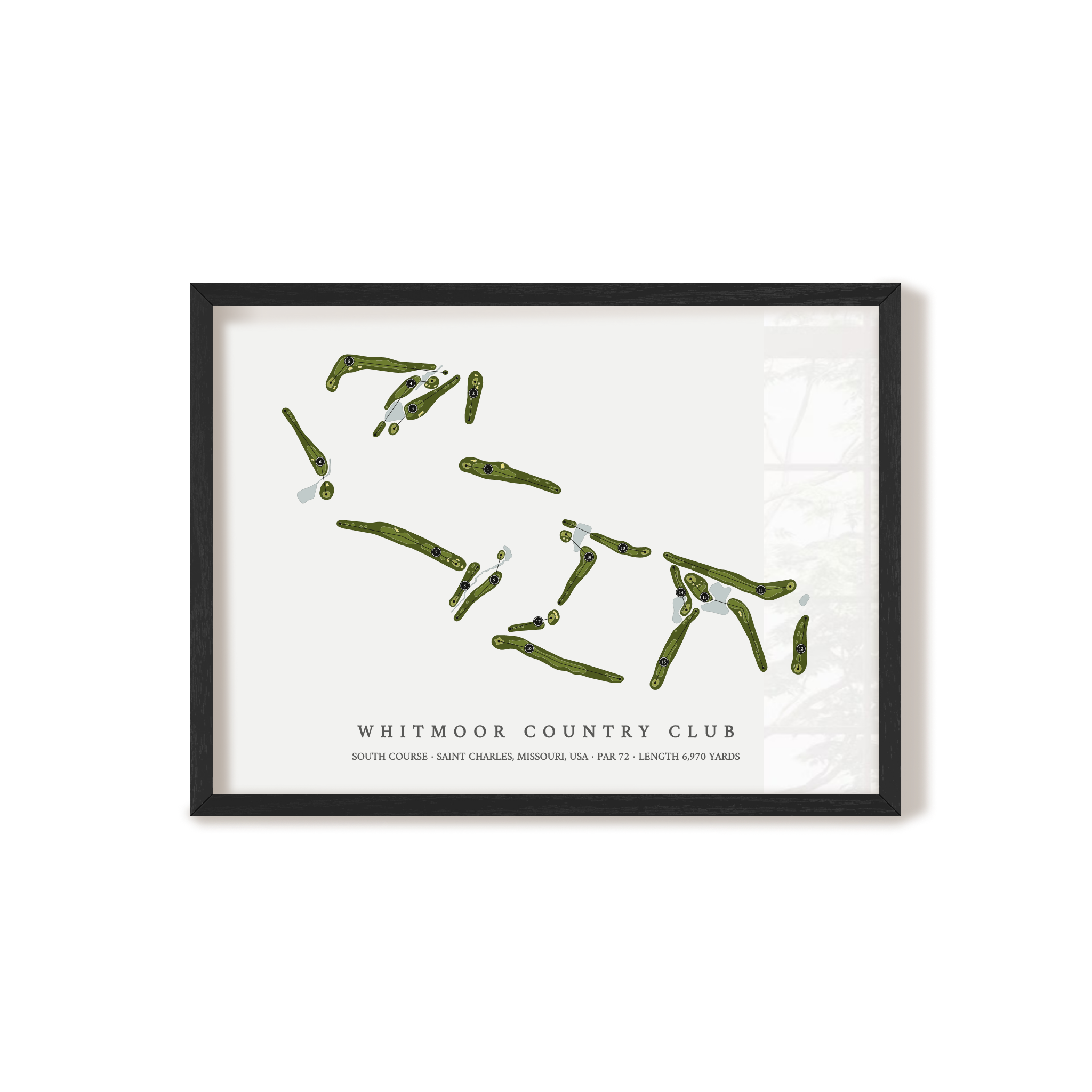 Whitmoor Country Club - South Course | Golf Course Map | Black Frame 