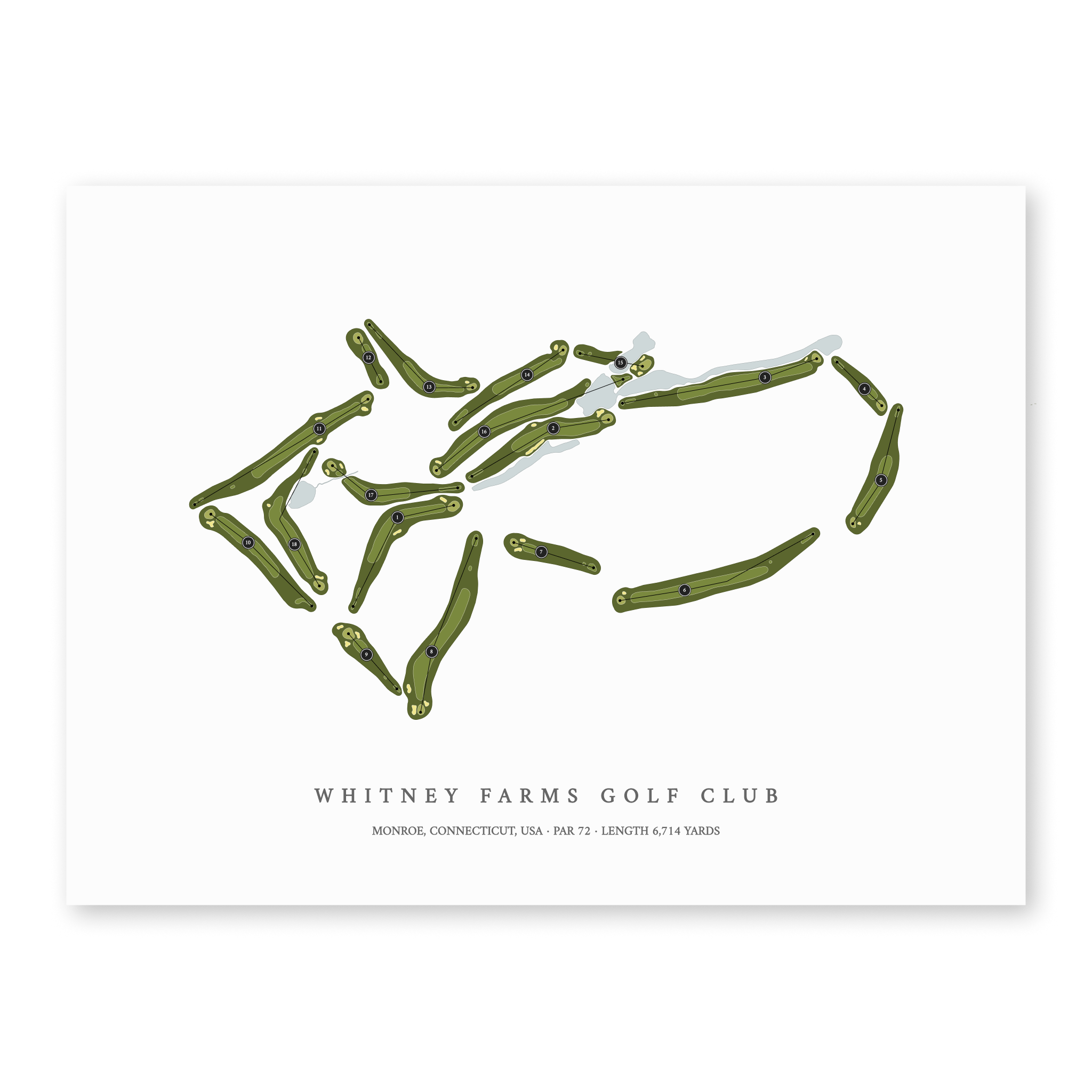 Whitney Farms Golf Club| Golf Course Print | Unframed With Hole Numbers #hole numbers_yes