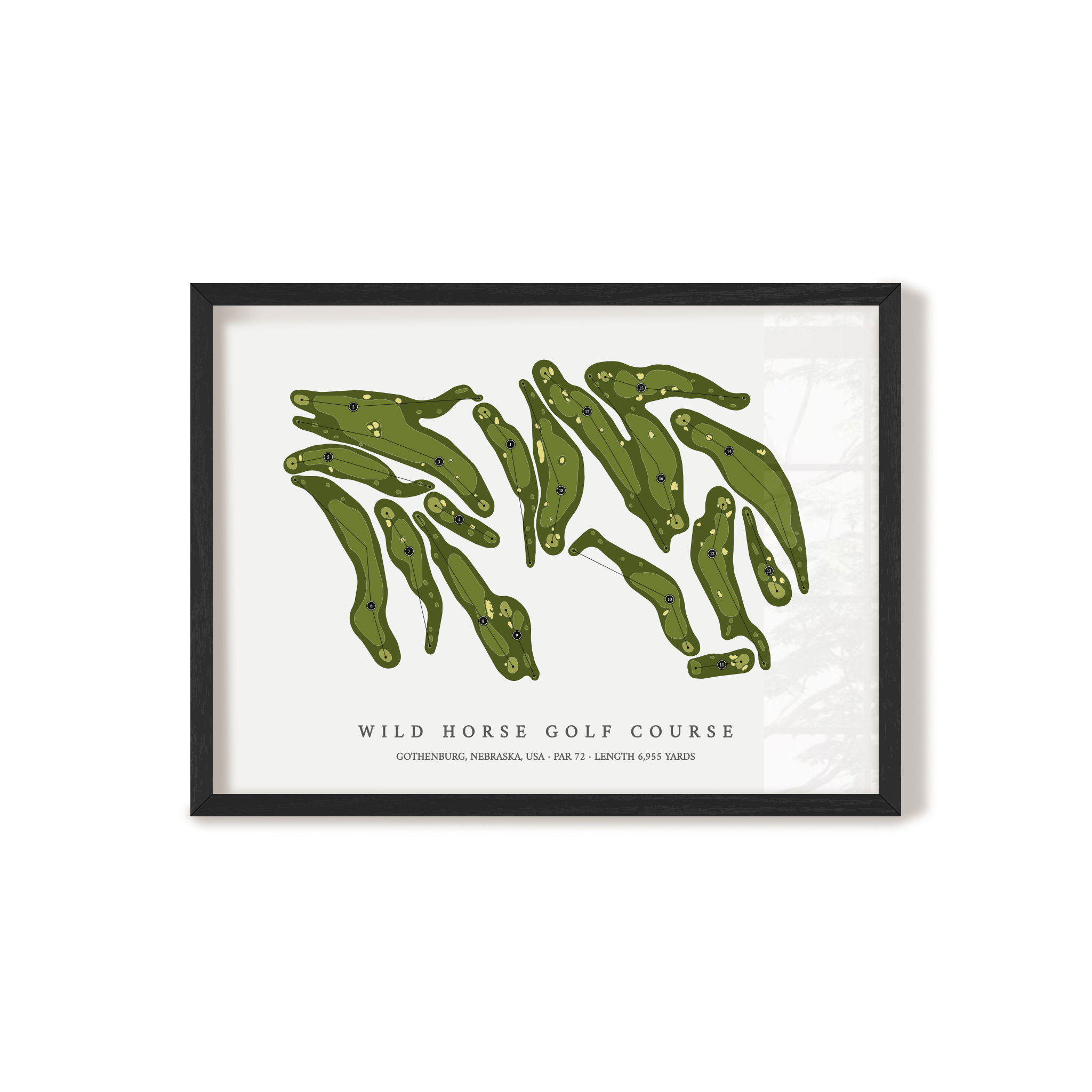 Wild Horse Golf Course | Golf Course Map | Black Frame 