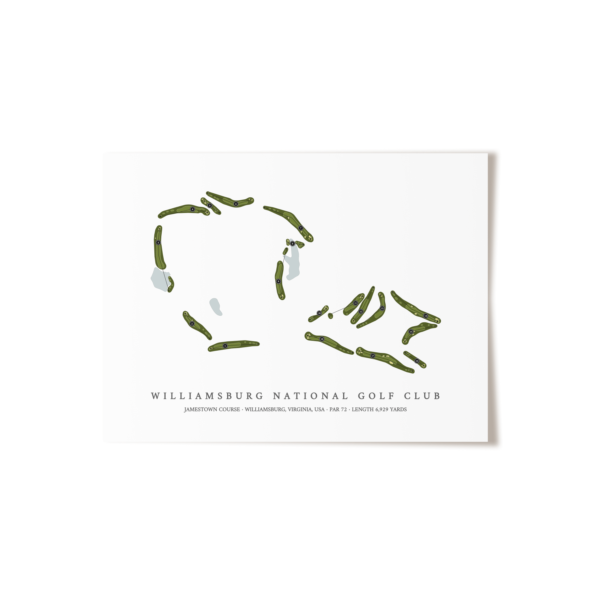 Williamsburg National Golf Club - Jamestown Course | Golf Course Map | Unframed 