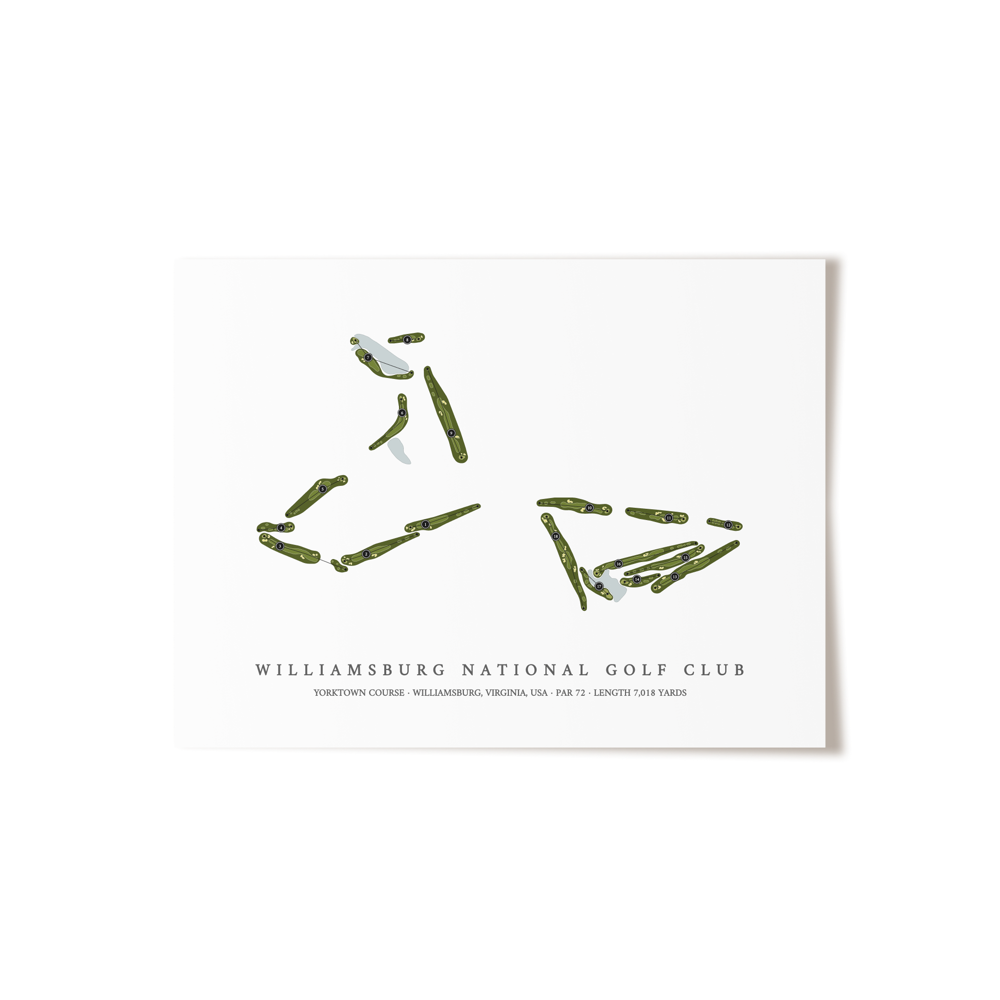Williamsburg National Golf Club - Yorktown Course | Golf Course Map | Unframed 