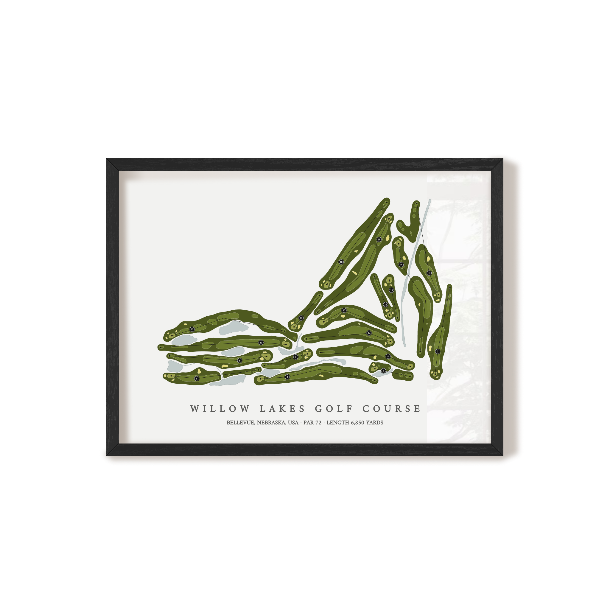 Willow Lakes Golf Course | Golf Course Map | Black Frame 
