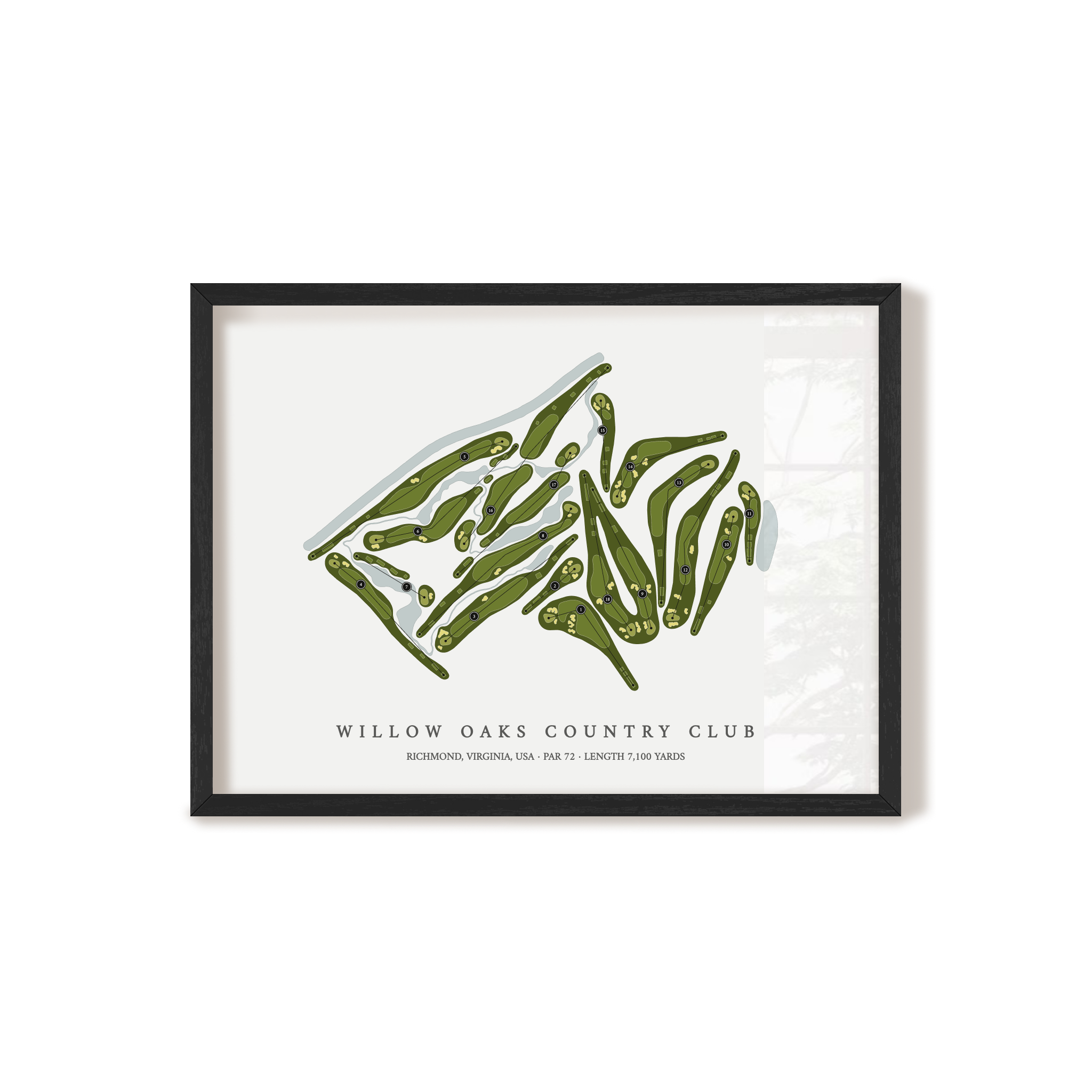 Willow Oaks Country Club | Golf Course Map | Black Frame 