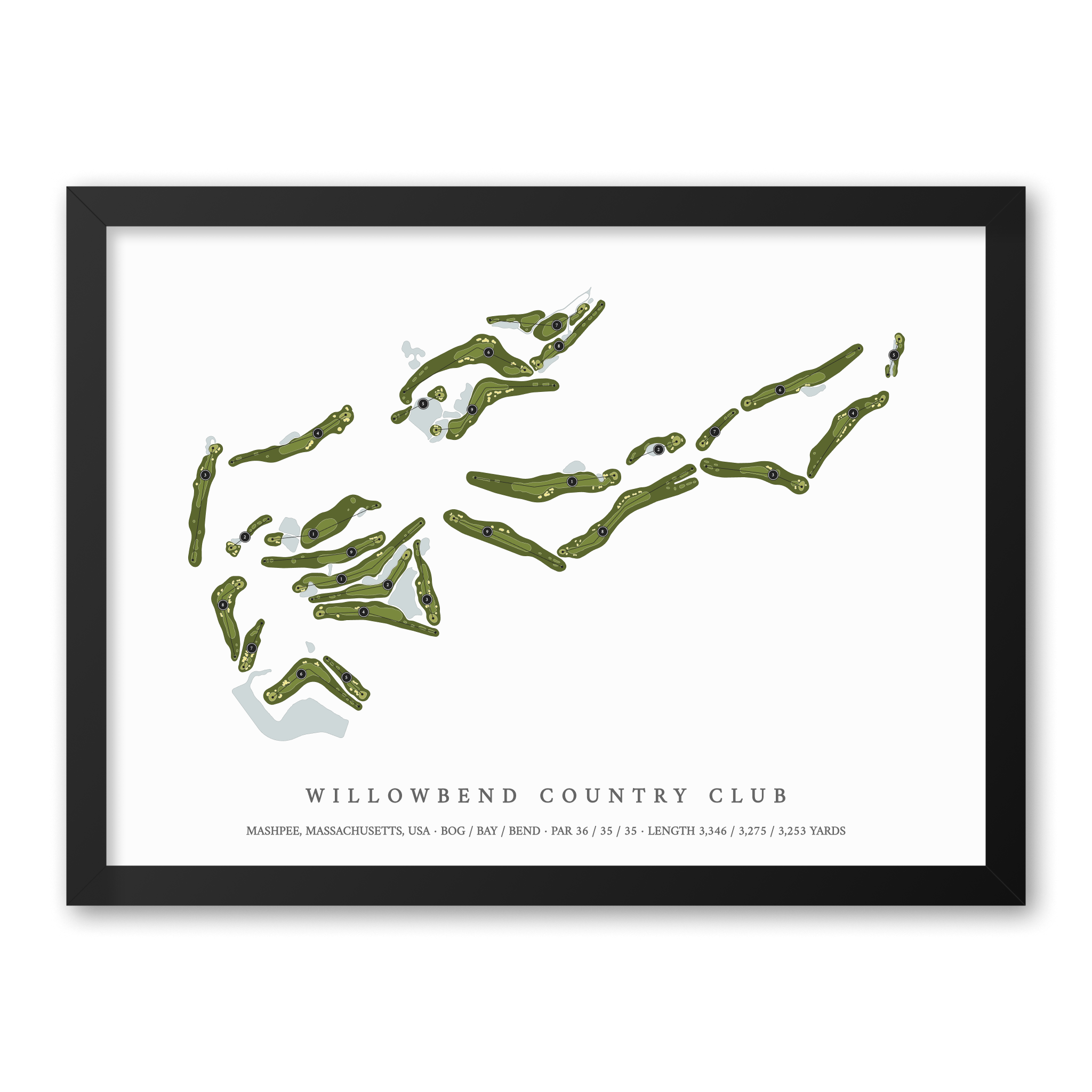 Willowbend Country Club | Golf Course Print | Black Frame