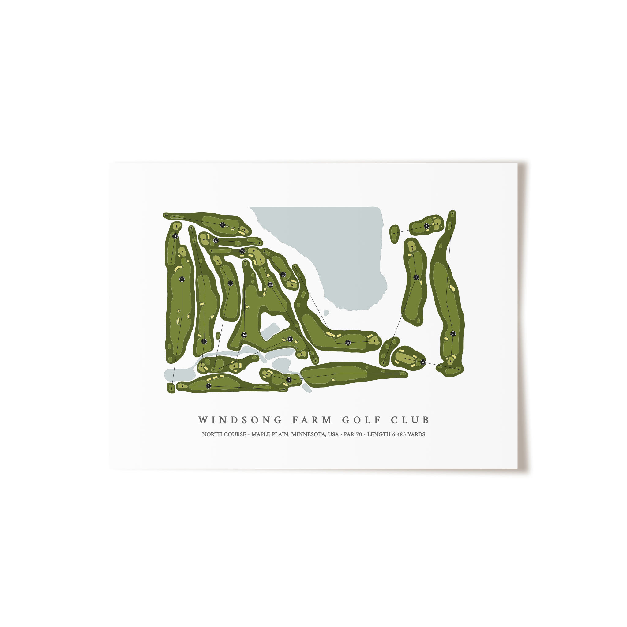 Windsong Farm Golf Club - North Course | Golf Course Map | Unframed 
