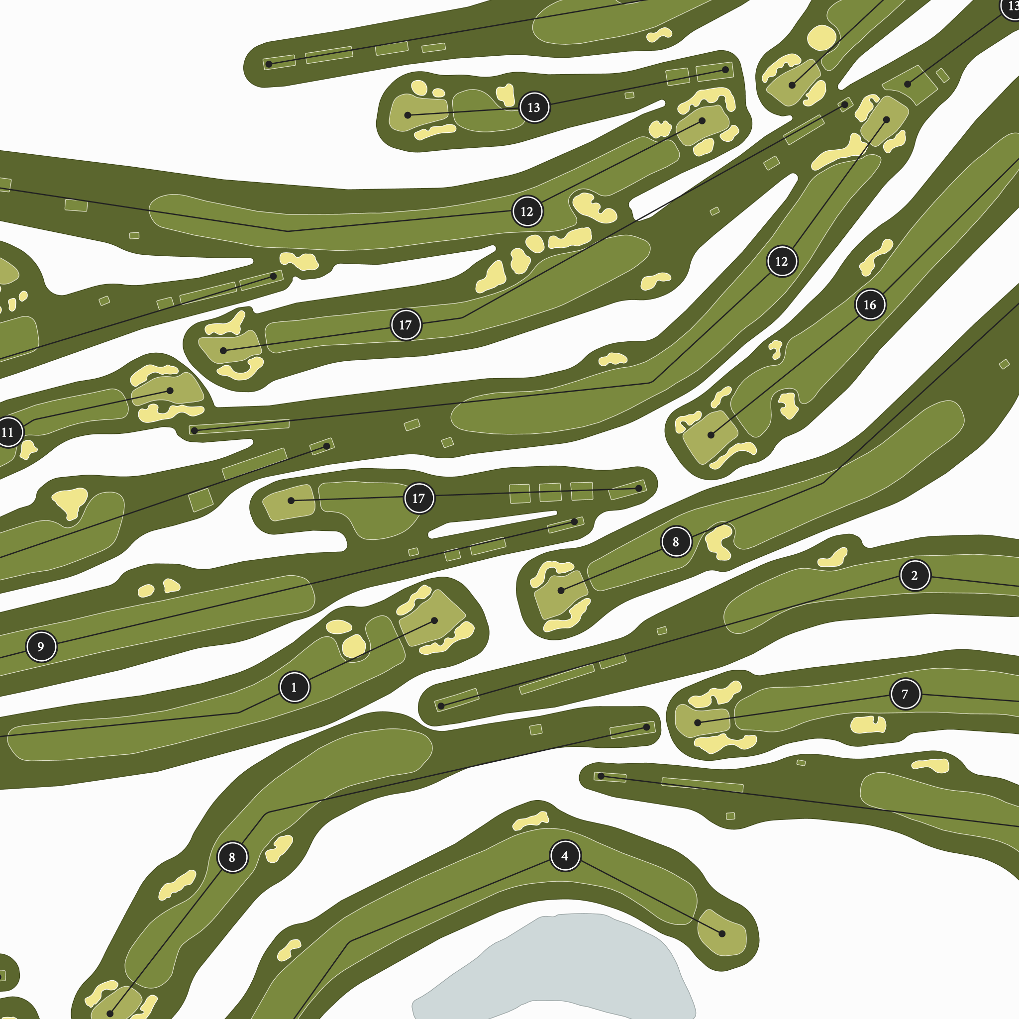 Winged Foot Golf Club| Golf Course Print | Close Up With Hole Numbers #hole numbers_yes