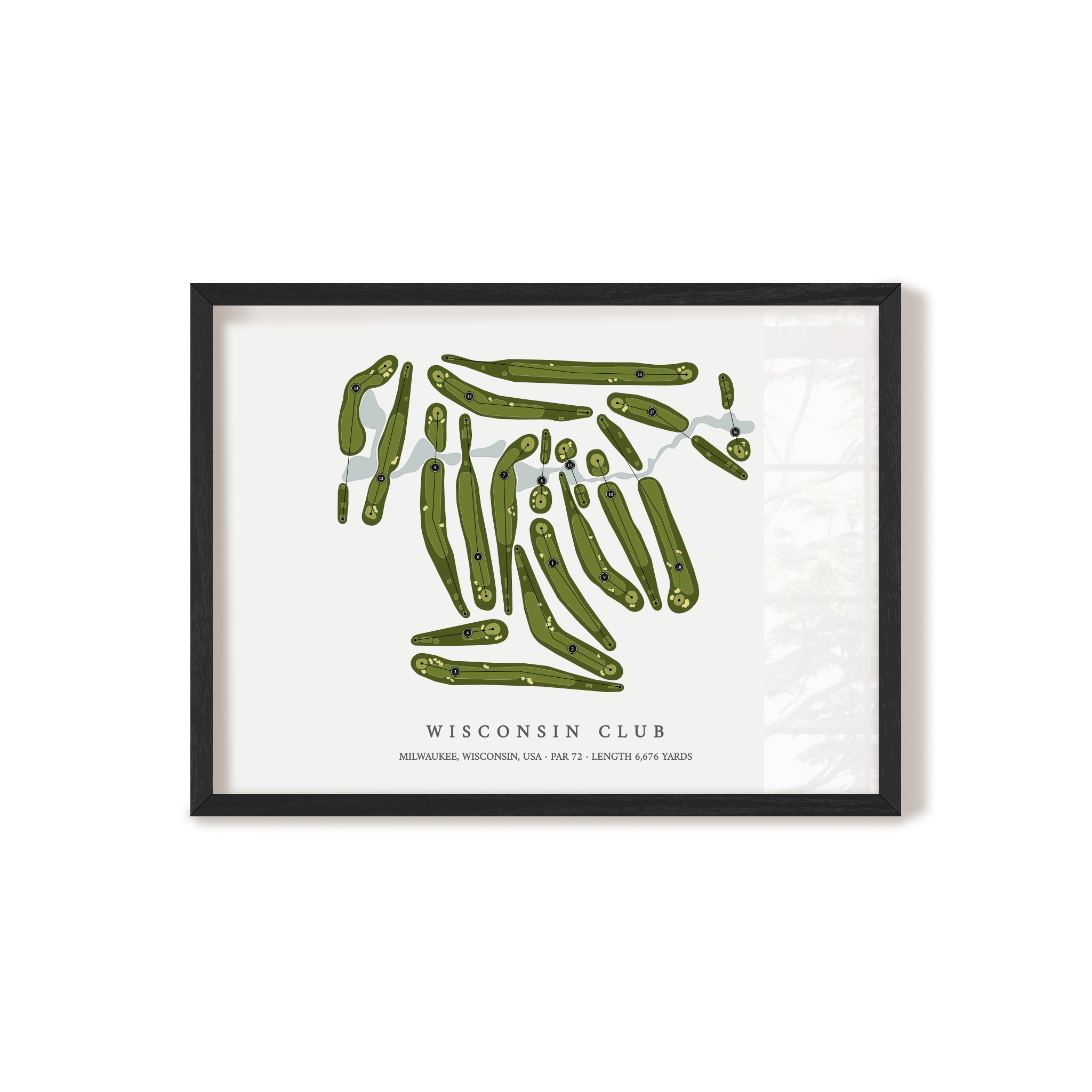 Wisconsin Club | Golf Course Map | Black Frame 