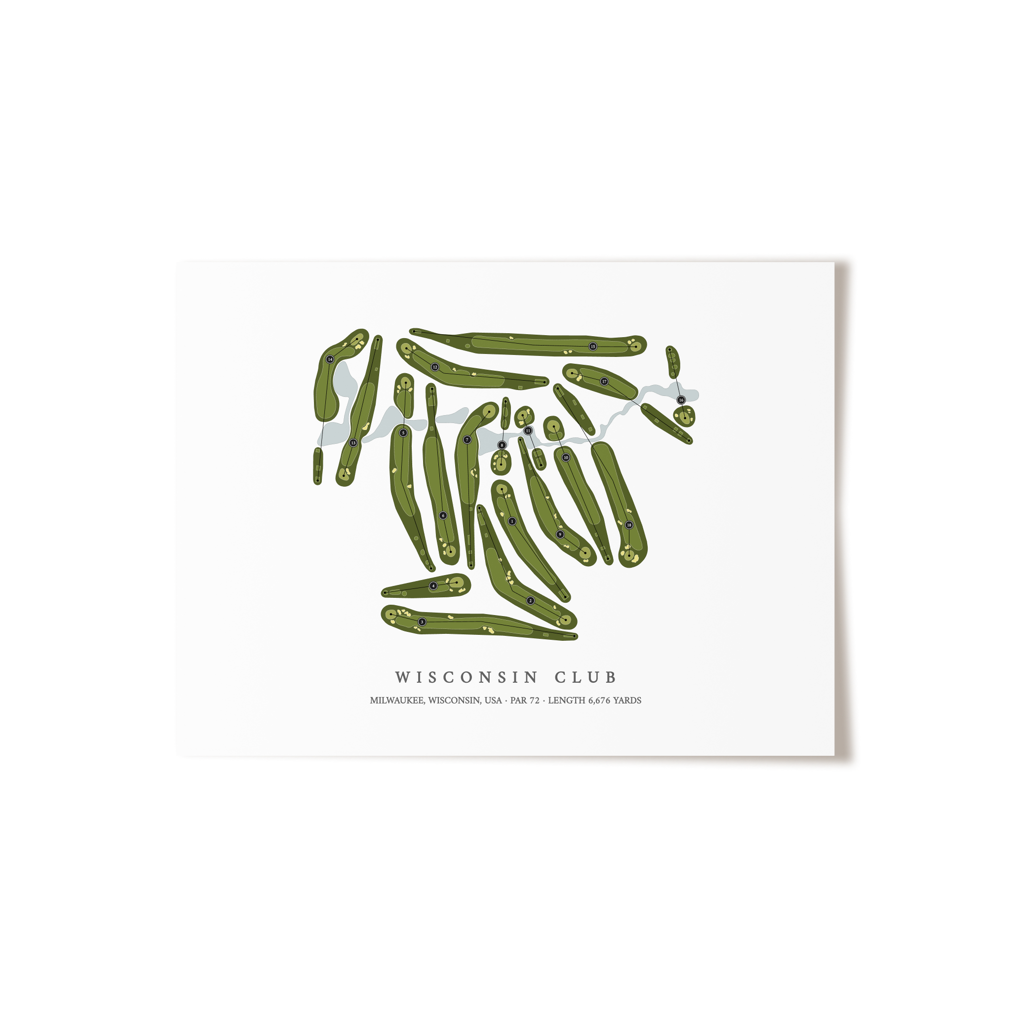 Wisconsin Club | Golf Course Map | Unframed 