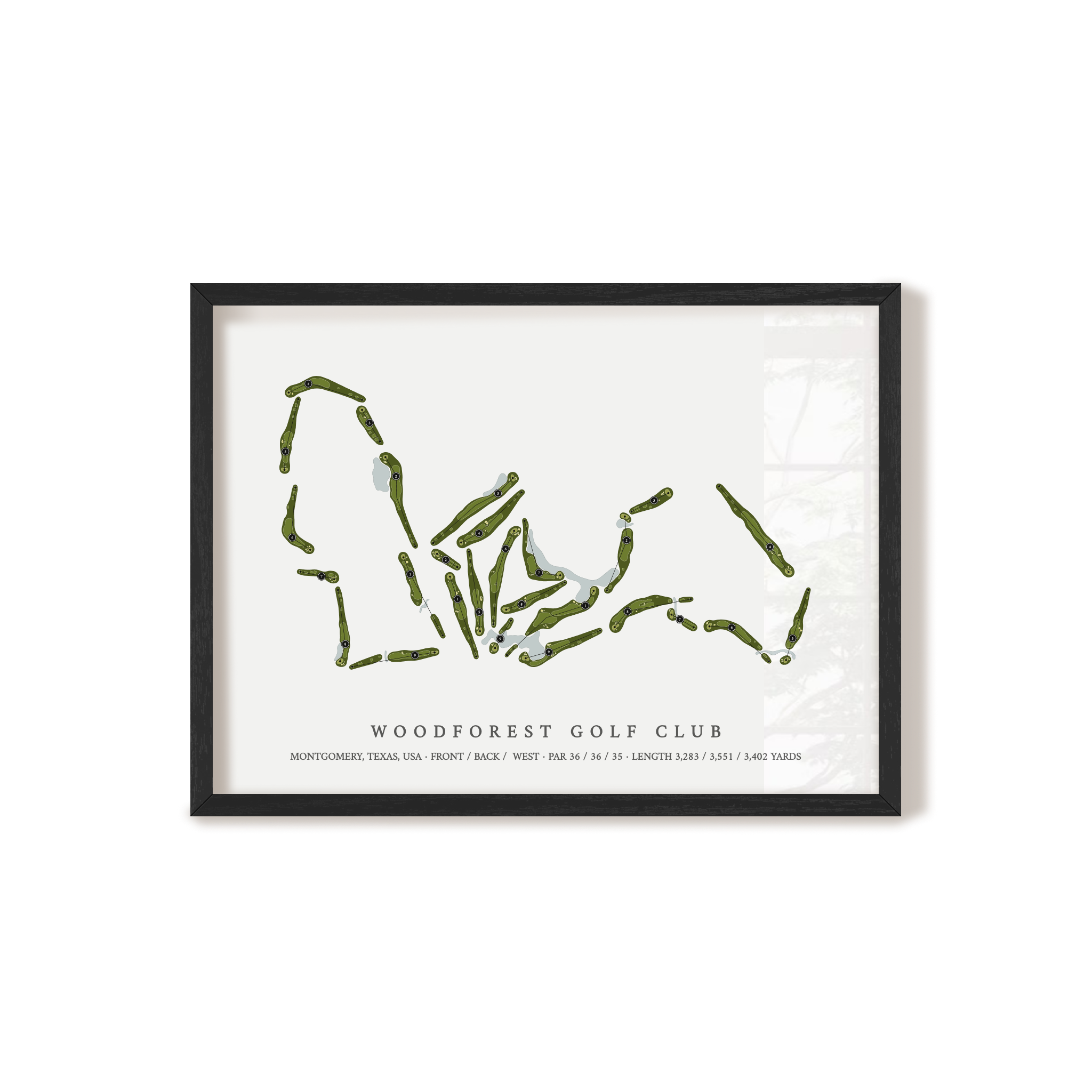 Woodforest Golf Club | Golf Course Map | Black Frame 