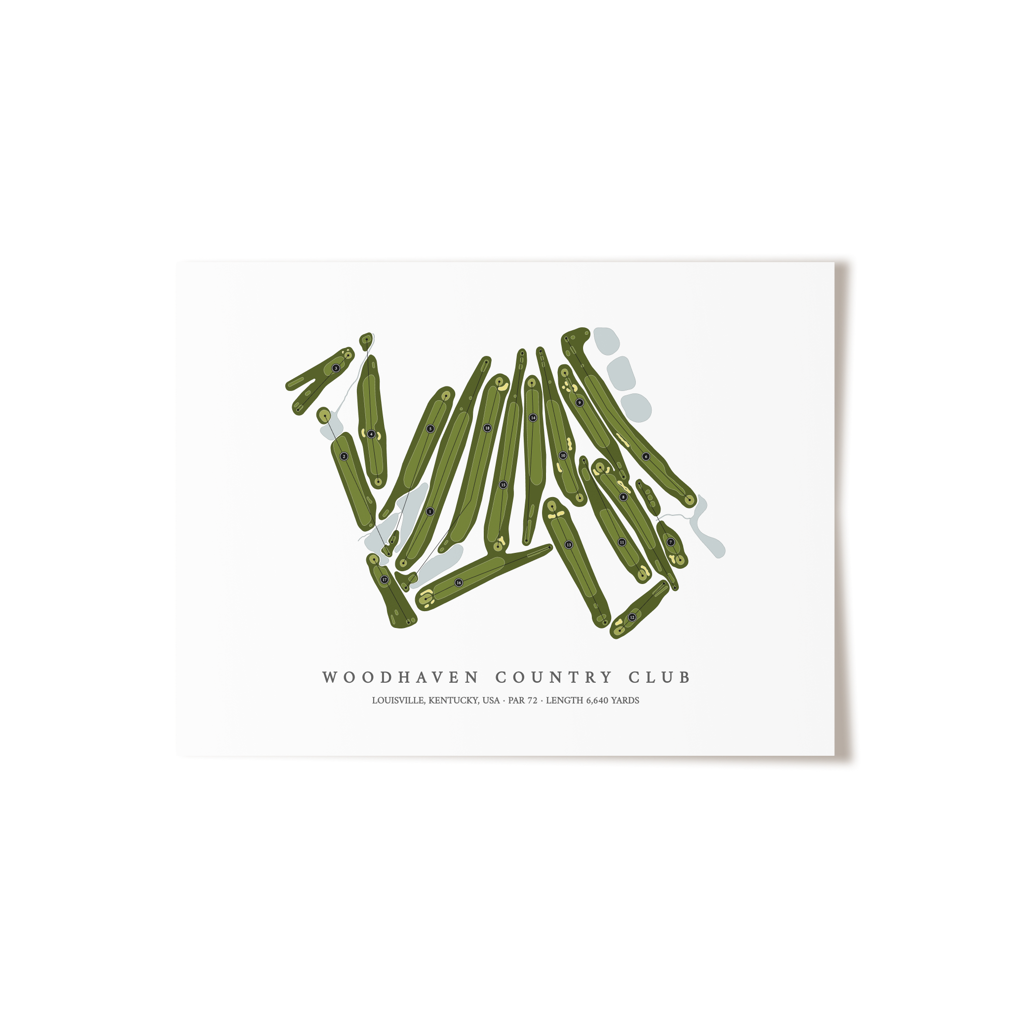 Woodhaven Country Club | Golf Course Map | Unframed 