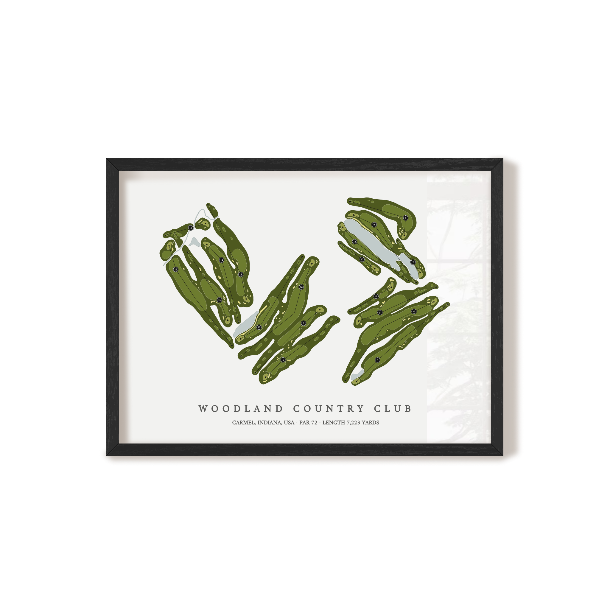Woodland Country Club | Golf Course Map | Black Frame 