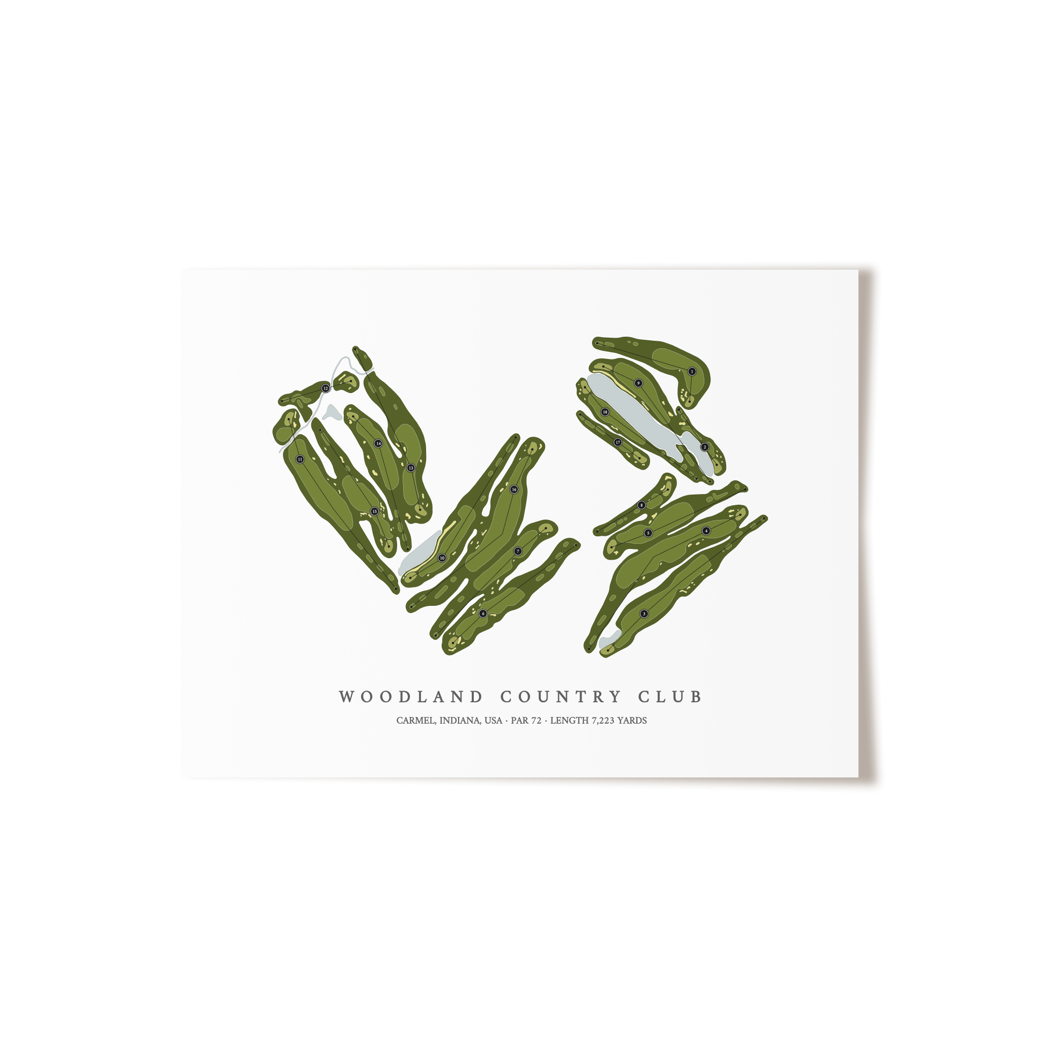 Woodland Country Club | Golf Course Map | Unframed 