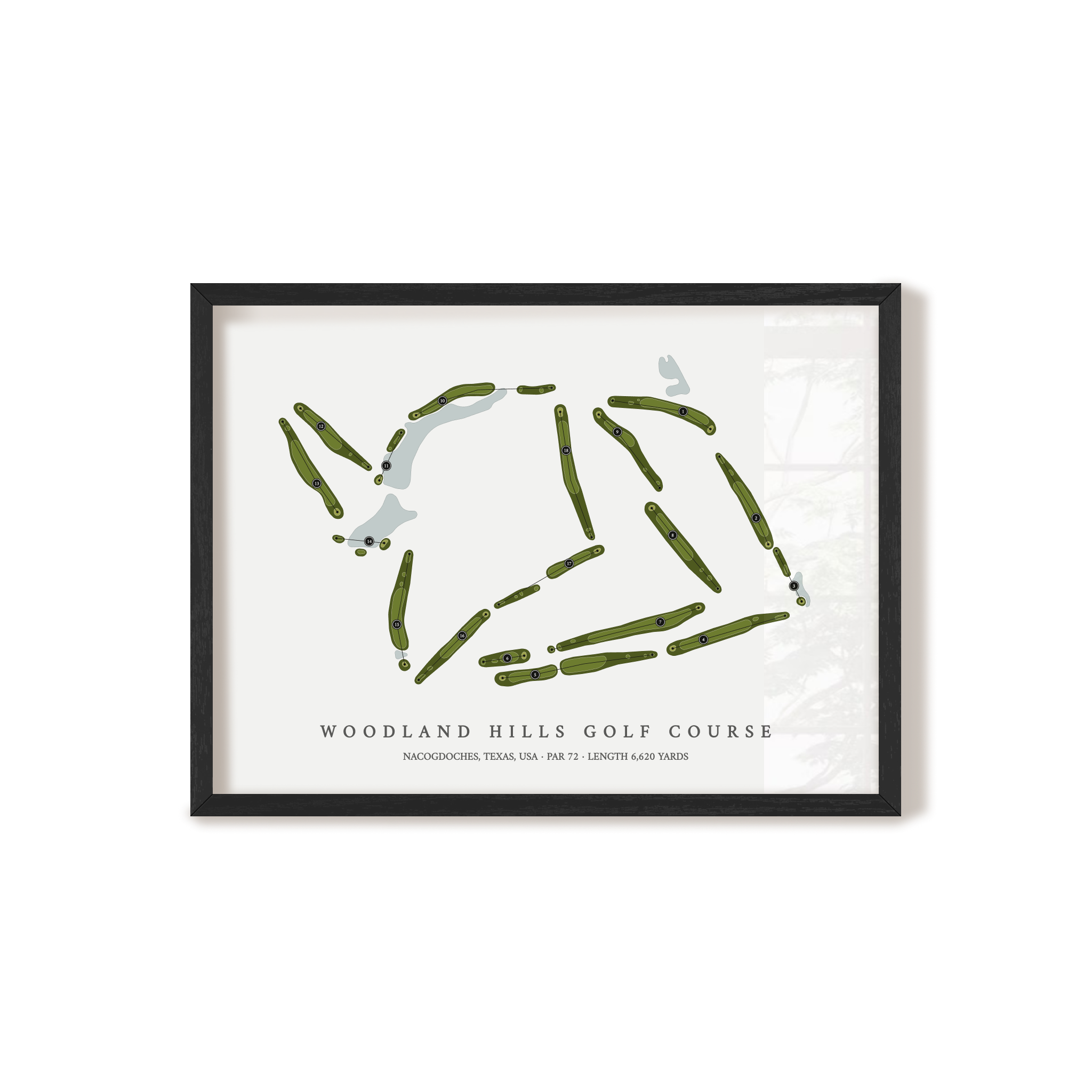 Woodland Hills Golf Course | Golf Course Map | Black Frame 