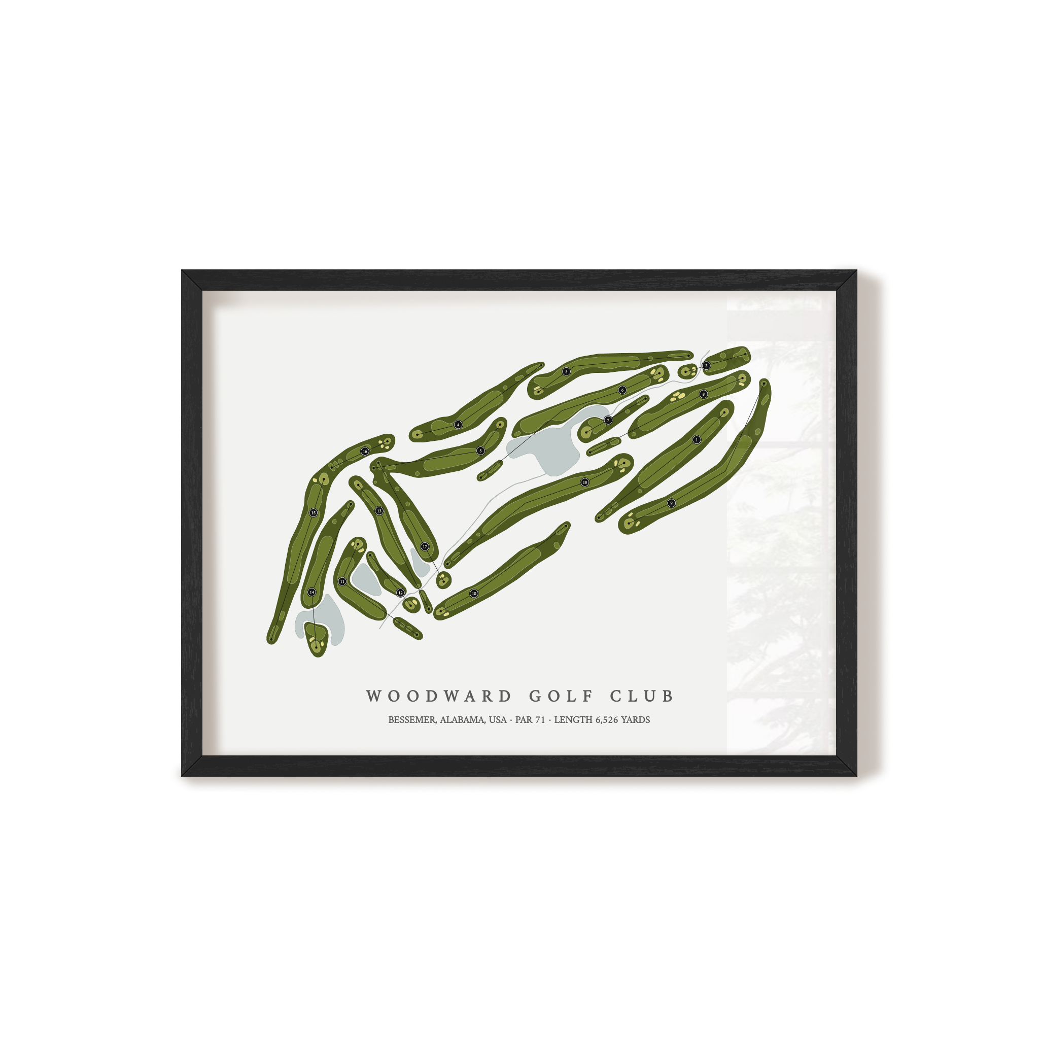 Woodward Golf Club | Golf Course Map | Black Frame 