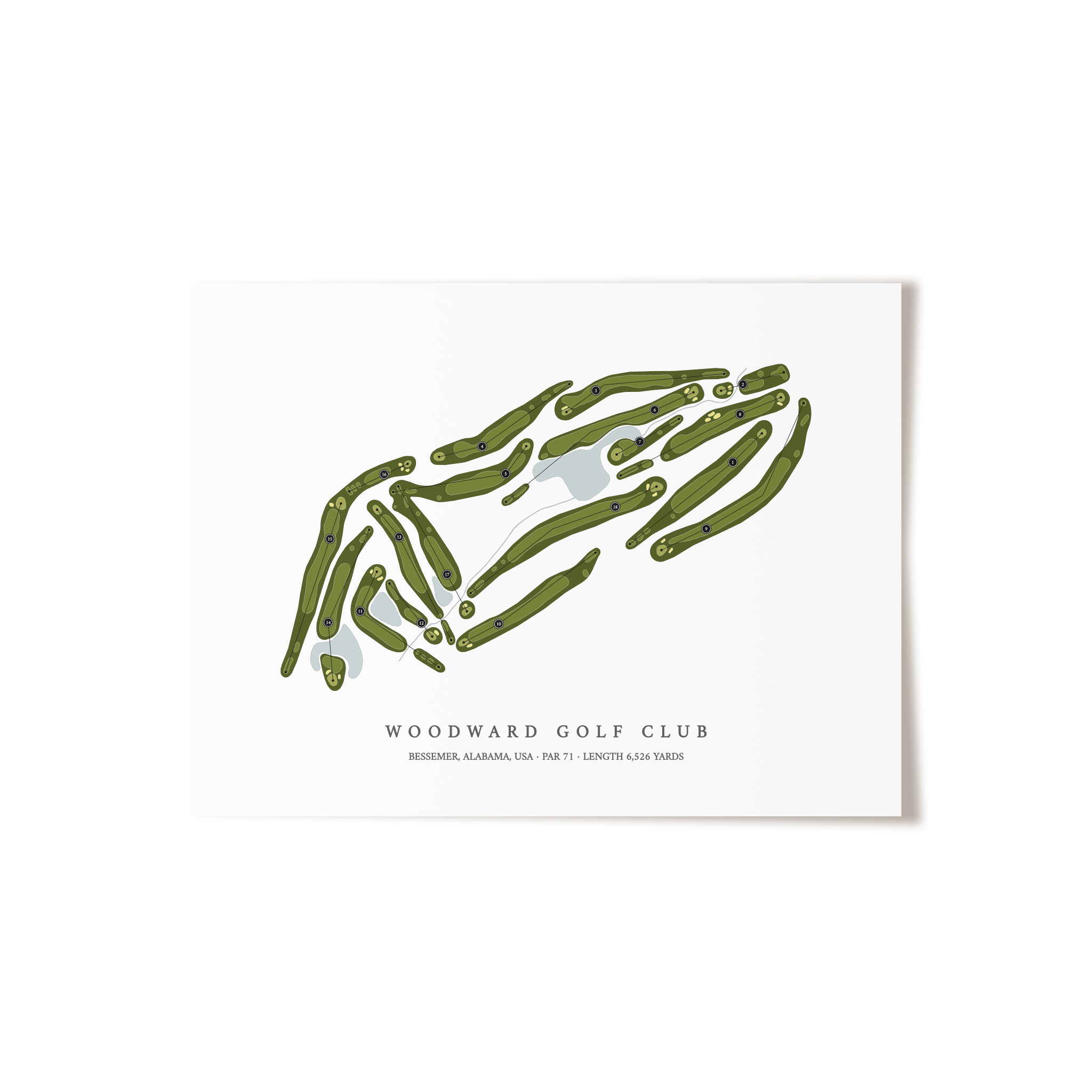 Woodward Golf Club | Golf Course Map | Unframed 