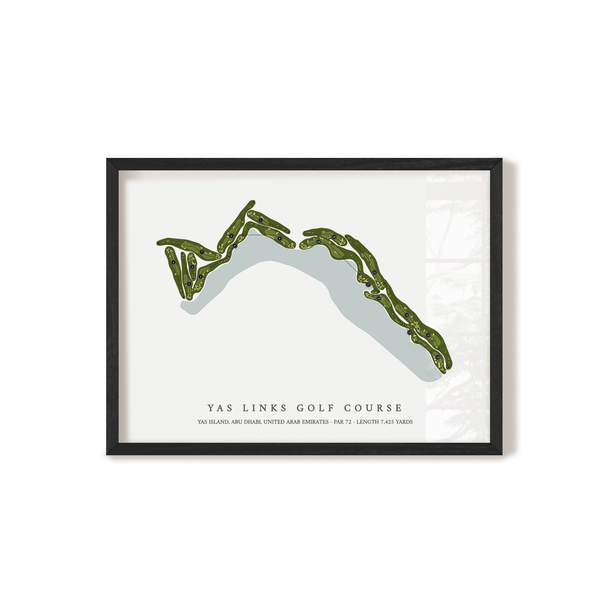 Yas Links Golf Course | Golf Course Print | Black Frame 