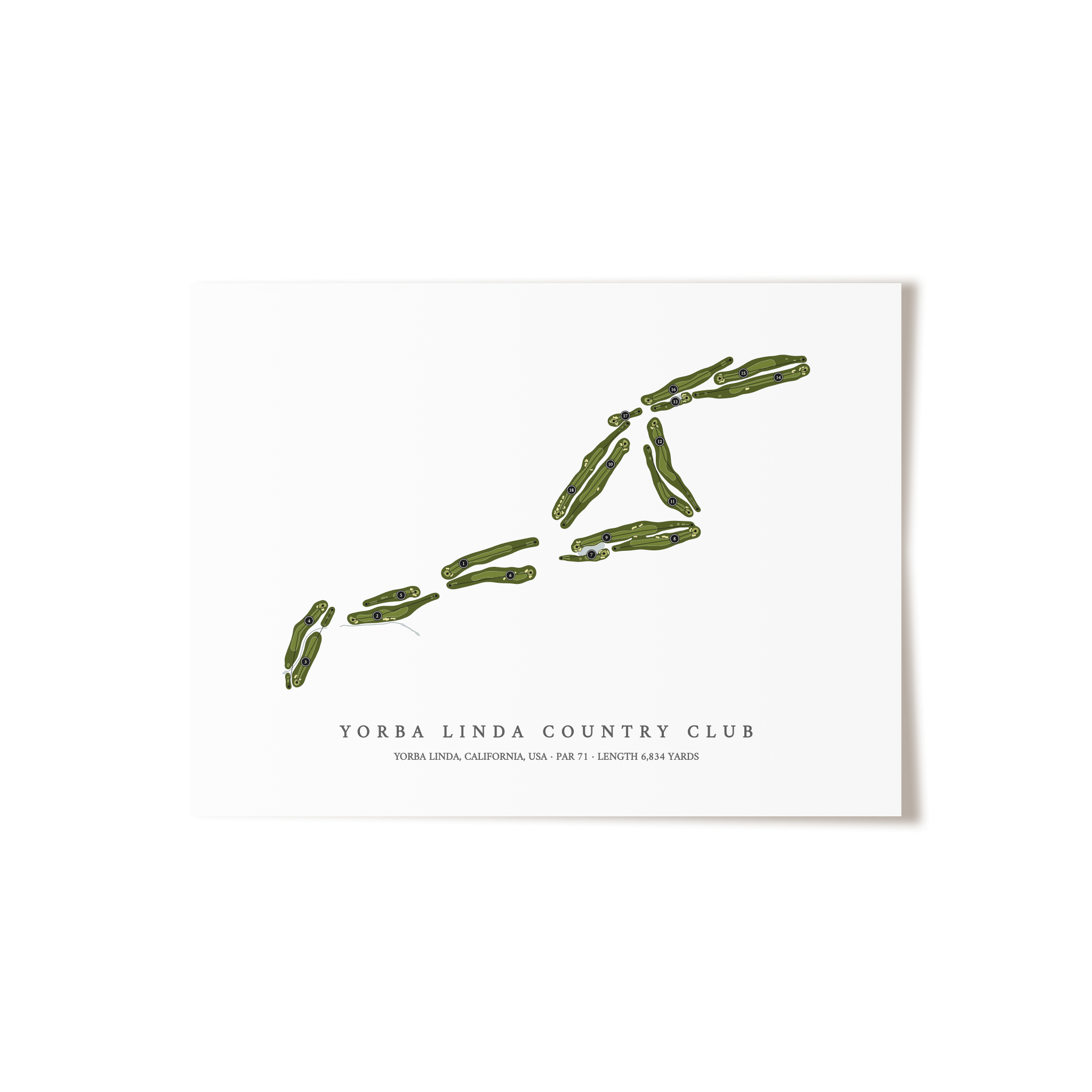 Yorba Linda Country Club | Golf Course Map | Unframed 