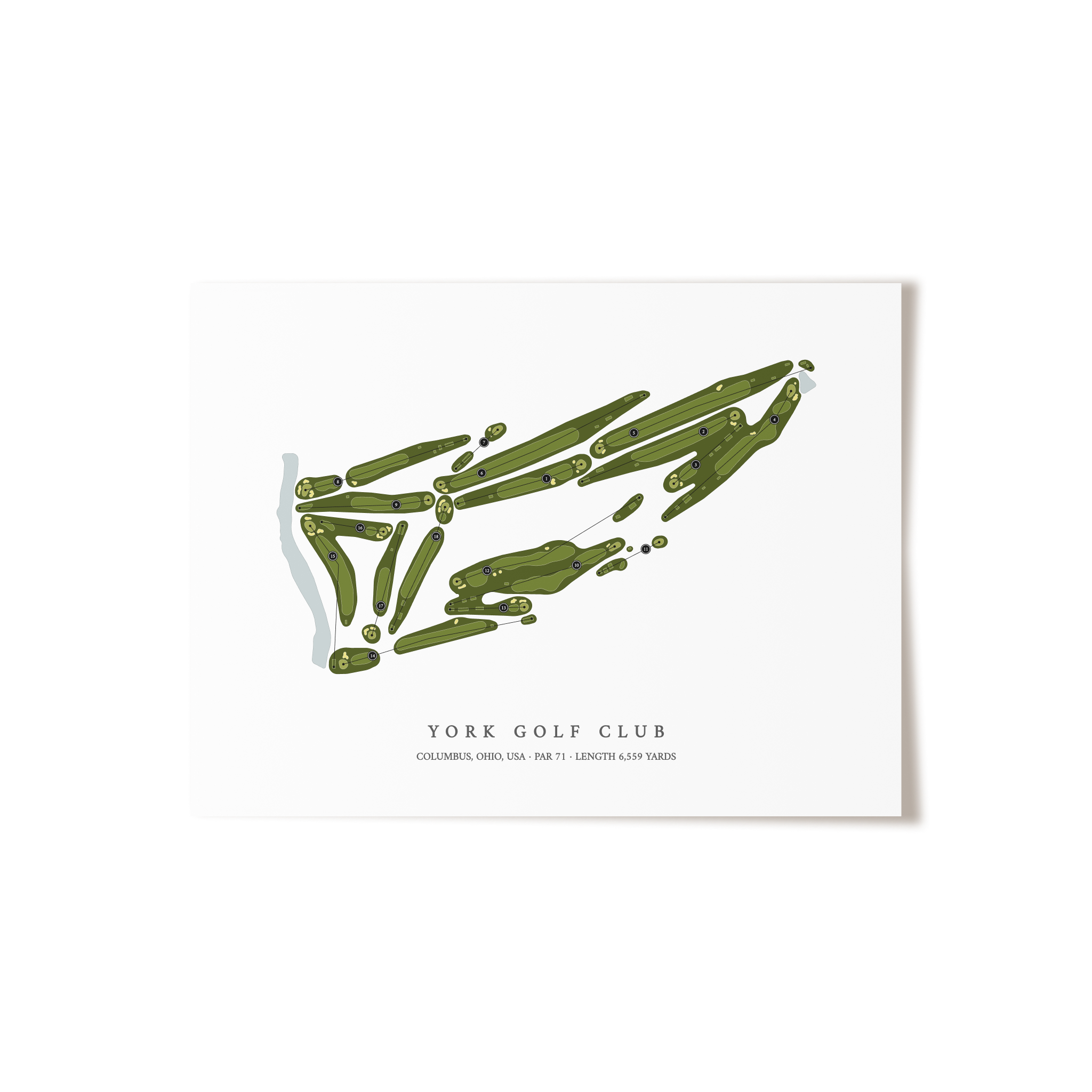 York Golf Club | Golf Course Map | Unframed 