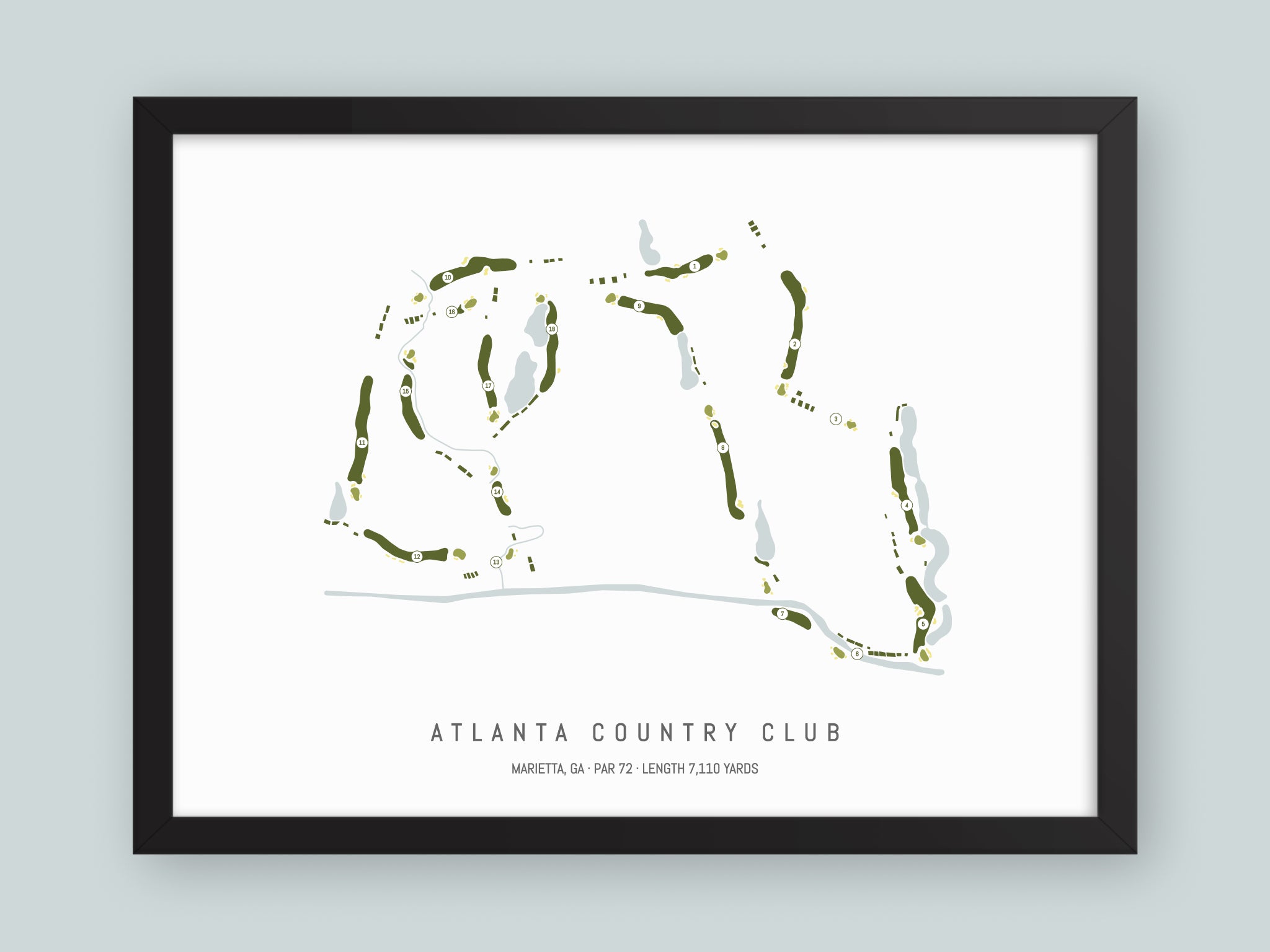 Atlanta-Country-Club-GA--Black-Frame-24x18-With-Hole-Numbers