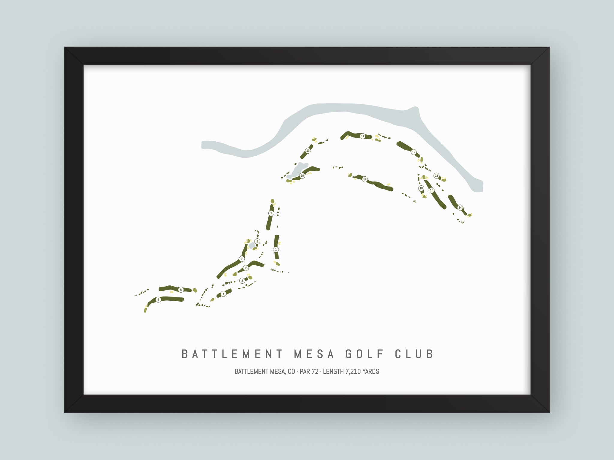 Battlement-Mesa-Golf-Club-CO--Black-Frame-24x18-With-Hole-Numbers