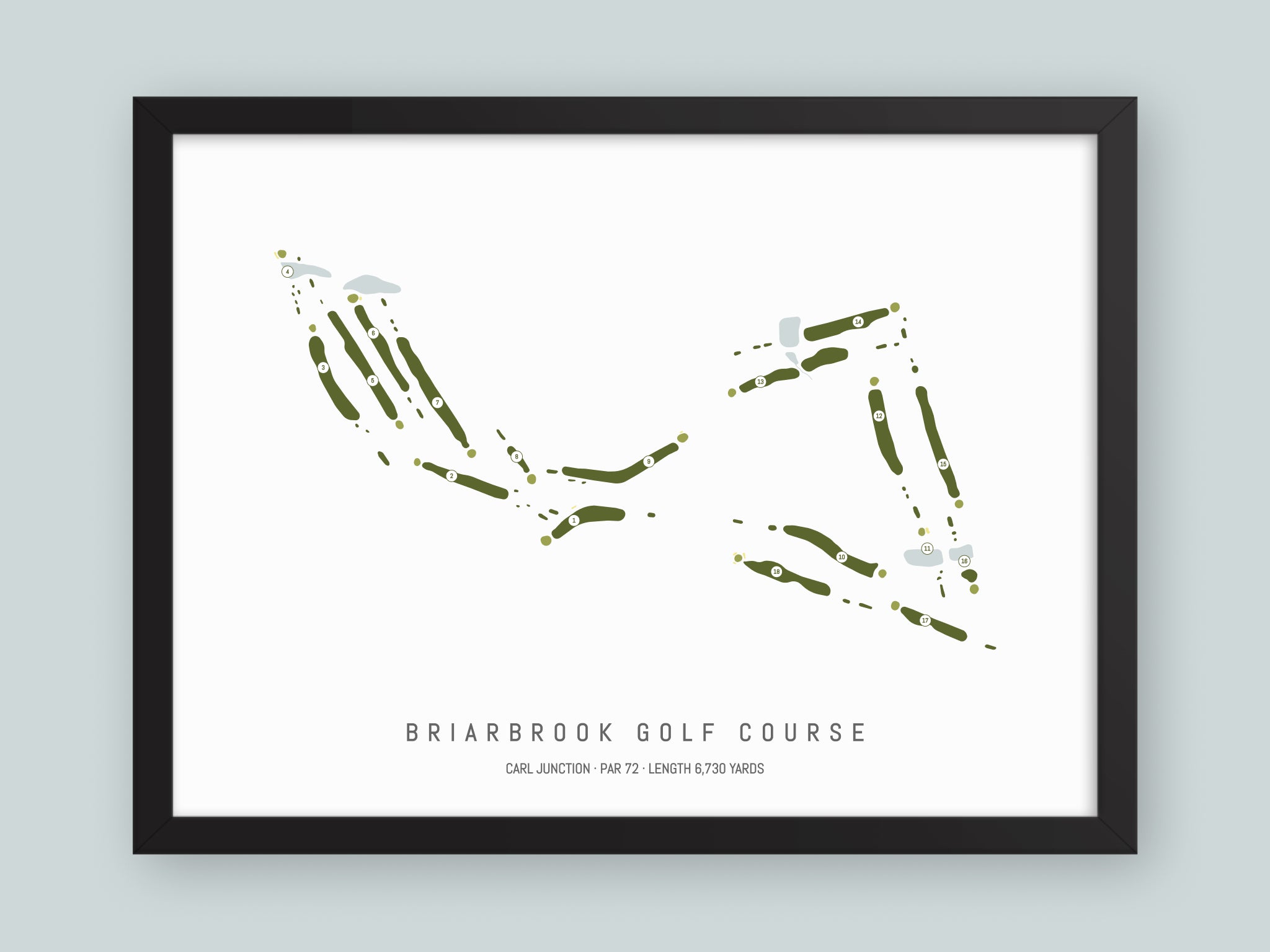 Briarbrook-Golf-Course-MO--Black-Frame-24x18-With-Hole-Numbers
