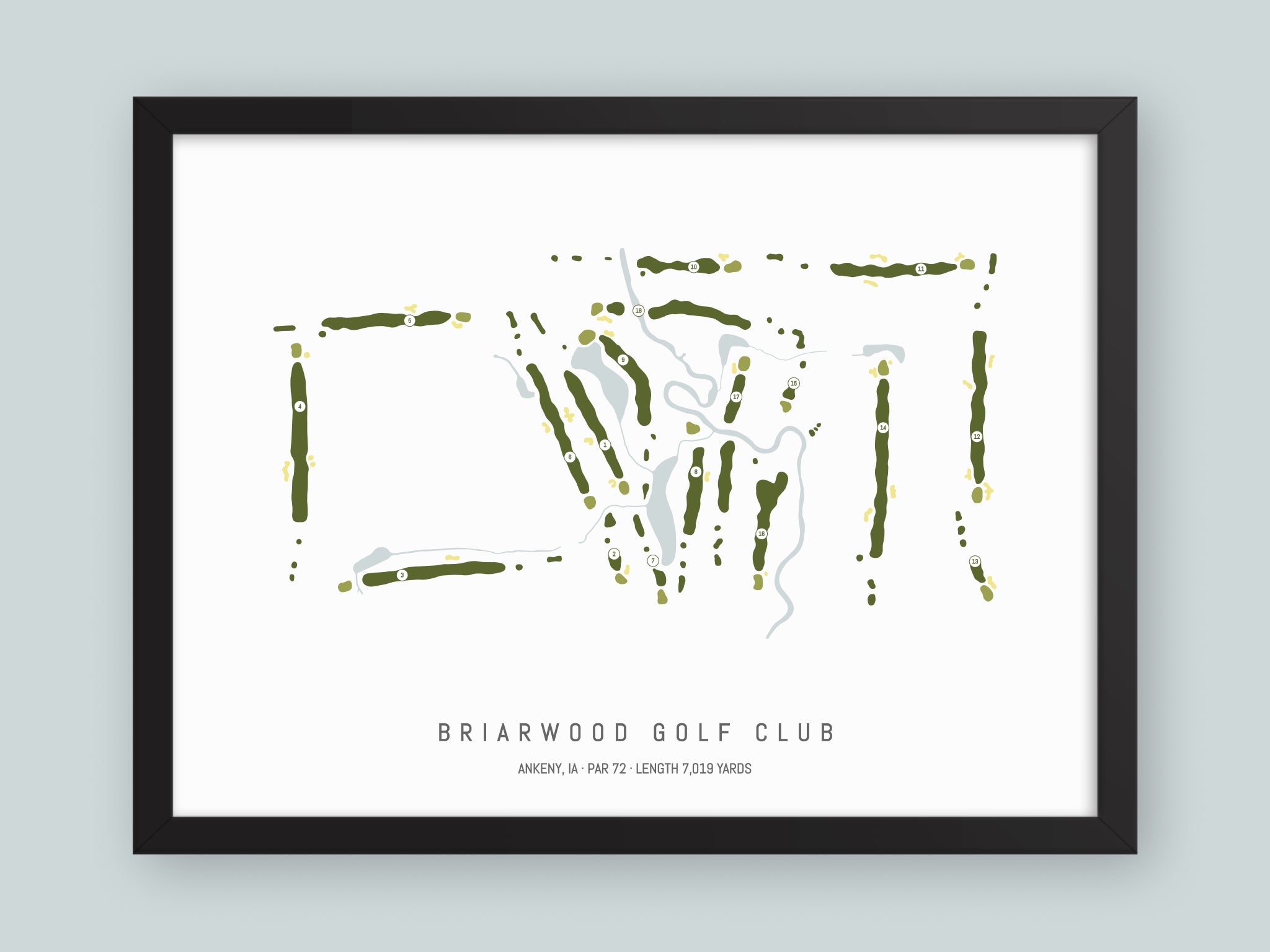 Briarwood-Golf-Club-IA--Black-Frame-24x18-With-Hole-Numbers