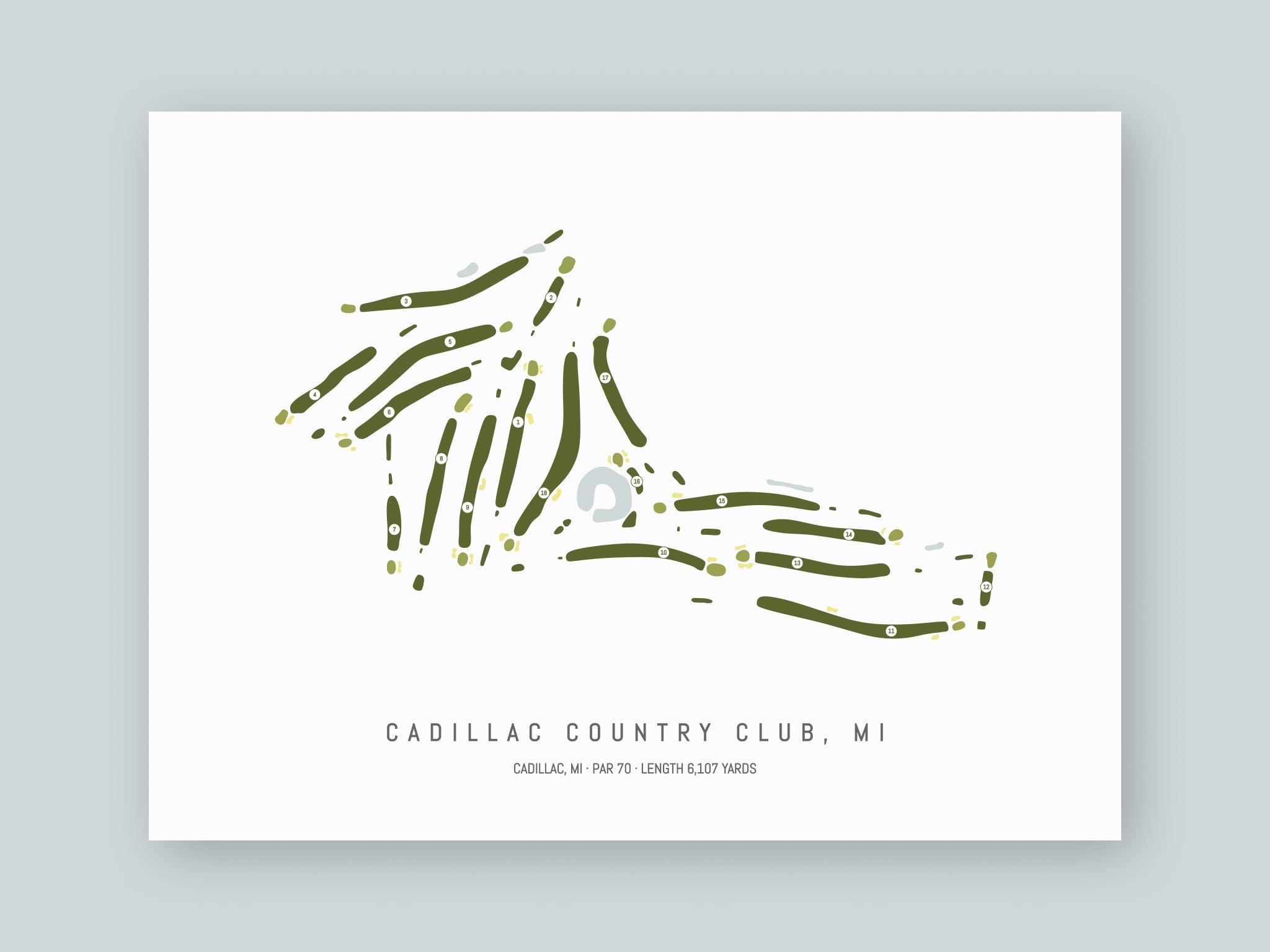 Cadillac-Country-Club-MI--Unframed-24x18-With-Hole-Numbers