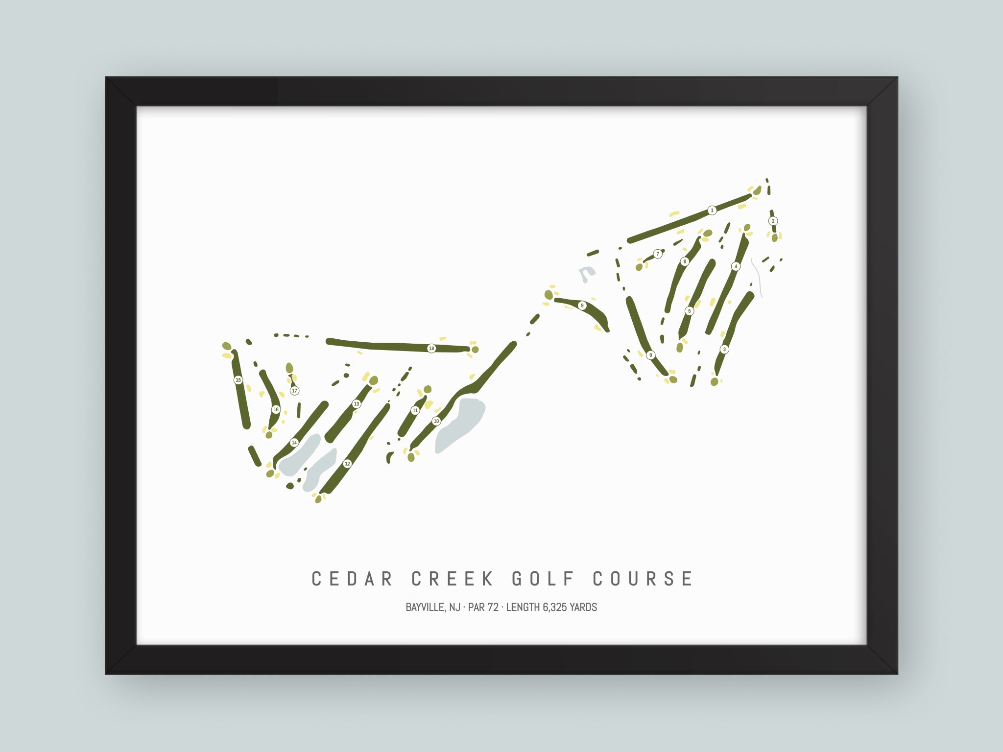 Cedar-Creek-Golf-Course-NJ--Black-Frame-24x18-With-Hole-Numbers