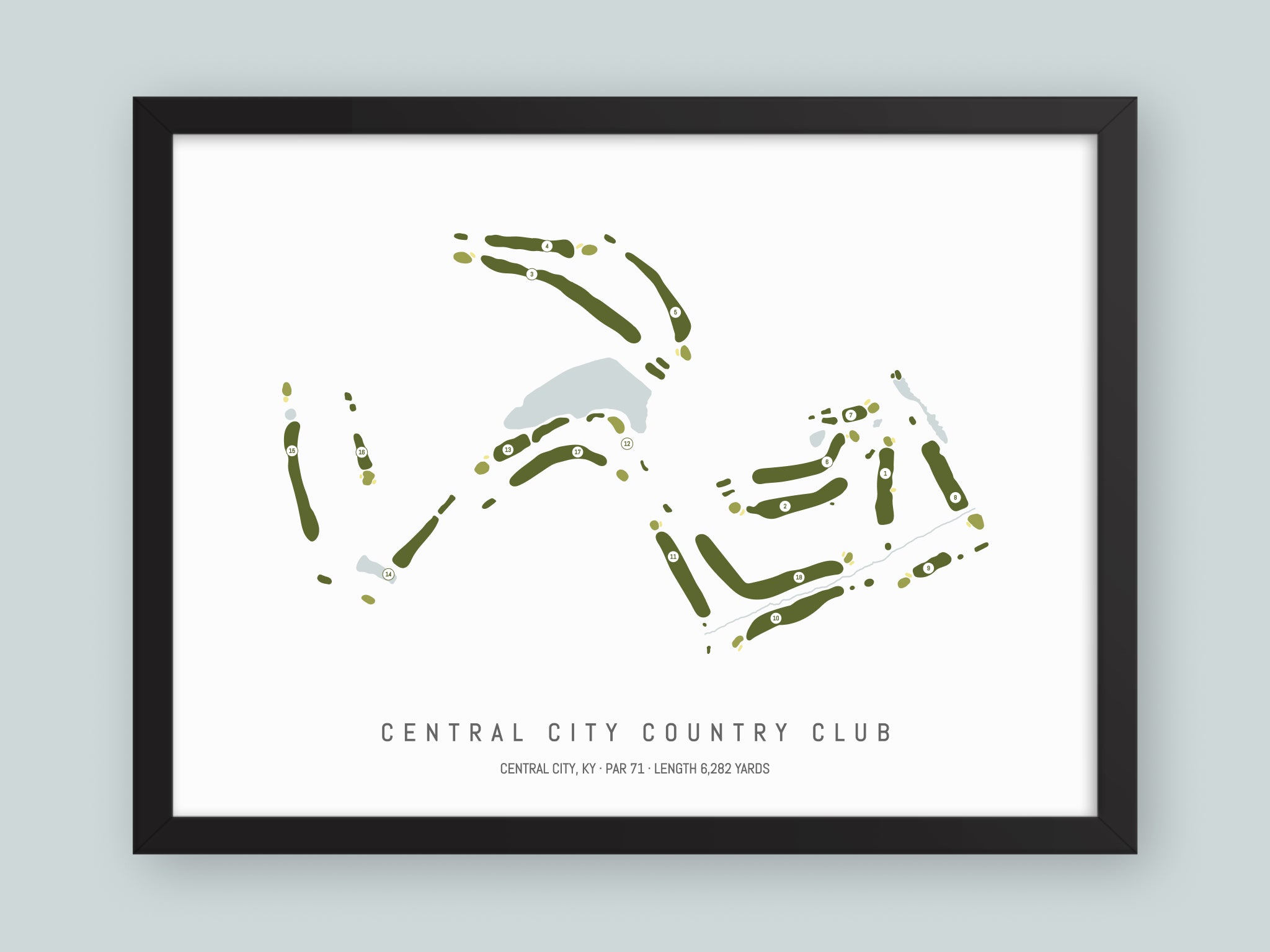 Central-City-Country-Club-KY--Black-Frame-24x18-With-Hole-Numbers
