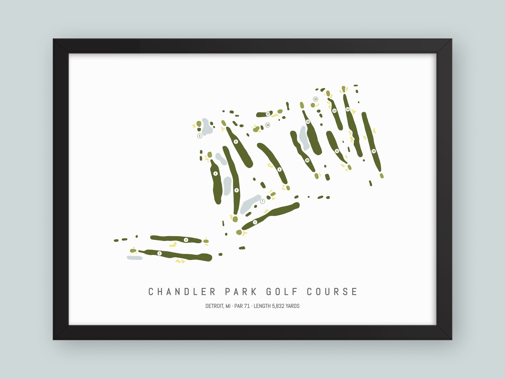 Chandler-Park-Golf-Course-MI--Black-Frame-24x18-With-Hole-Numbers