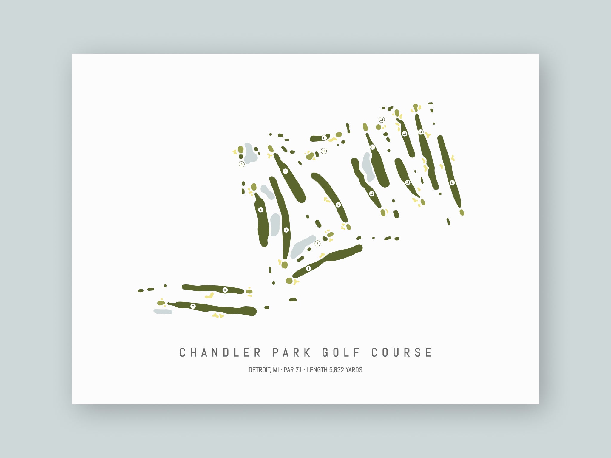 Chandler-Park-Golf-Course-MI--Unframed-24x18-With-Hole-Numbers