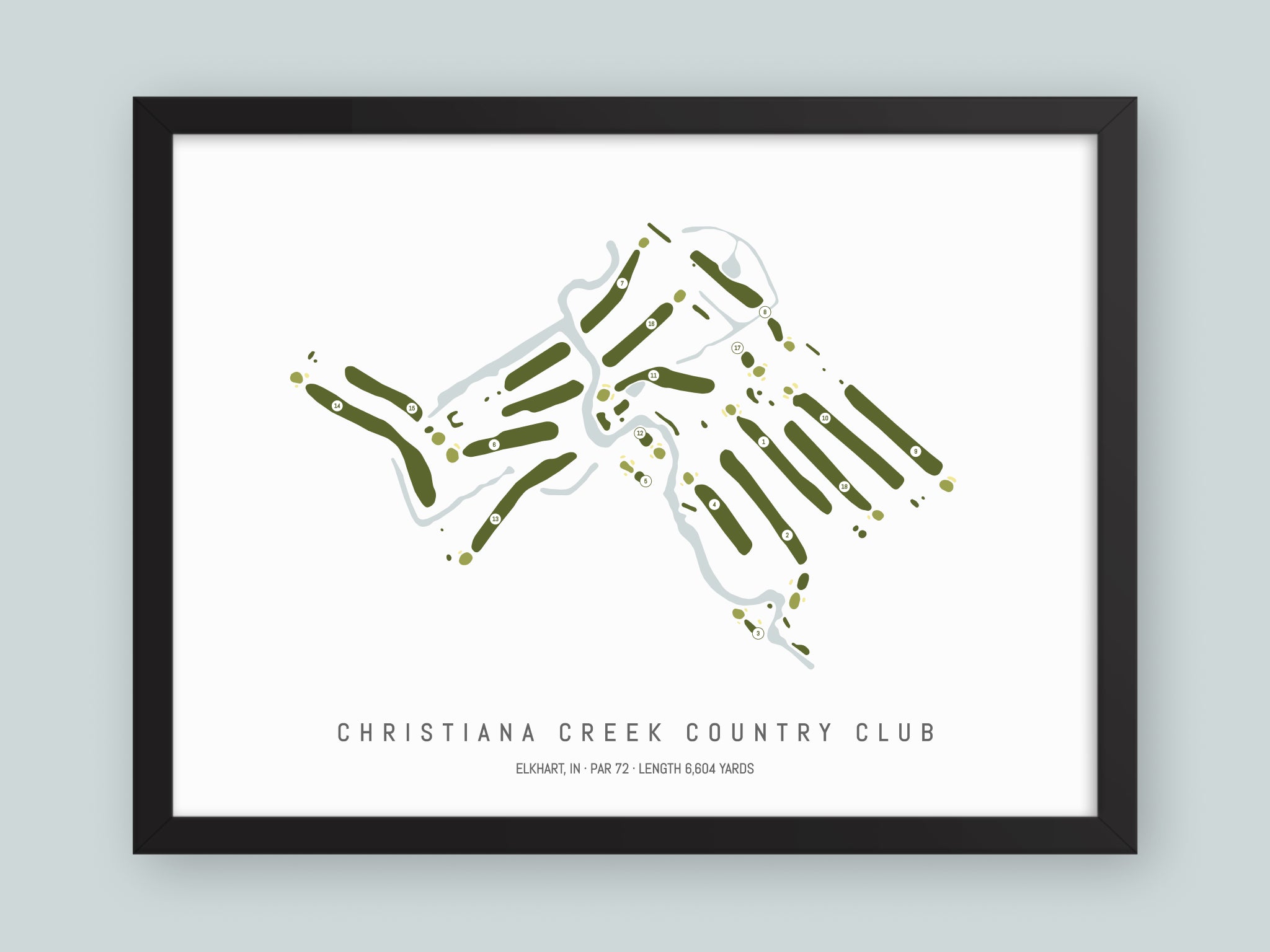 Christiana-Creek-Country-Club-IN--Black-Frame-24x18-With-Hole-Numbers