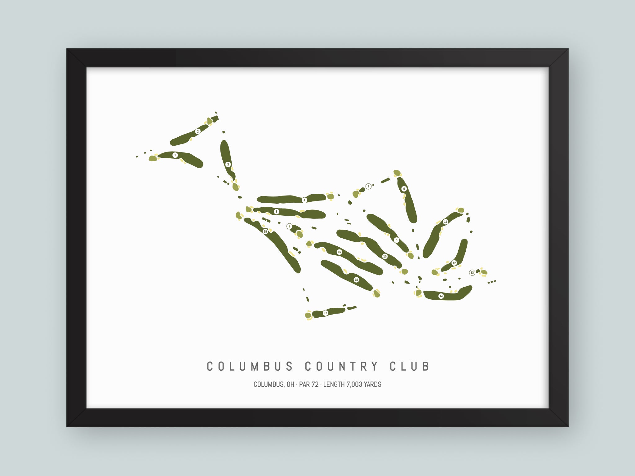 Columbus-Country-Club-OH--Black-Frame-24x18-With-Hole-Numbers
