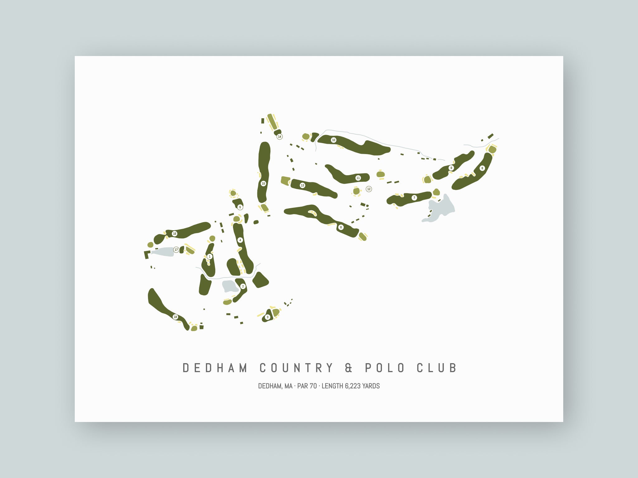 Dedham-Country-And-Polo-Club-MA--Unframed-24x18-With-Hole-Numbers