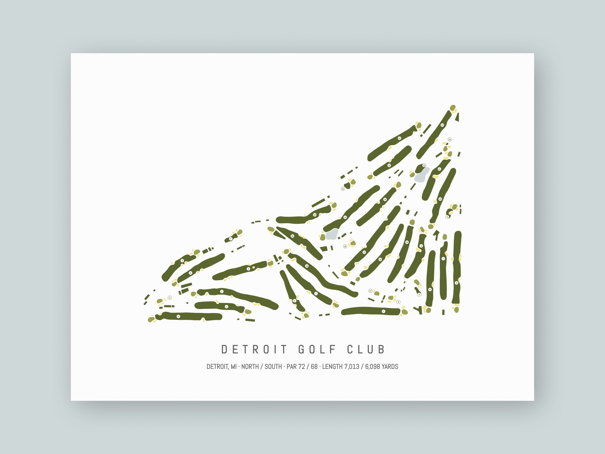 Detroit-Golf-Club-MI--Unframed-24x18-With-Hole-Numbers