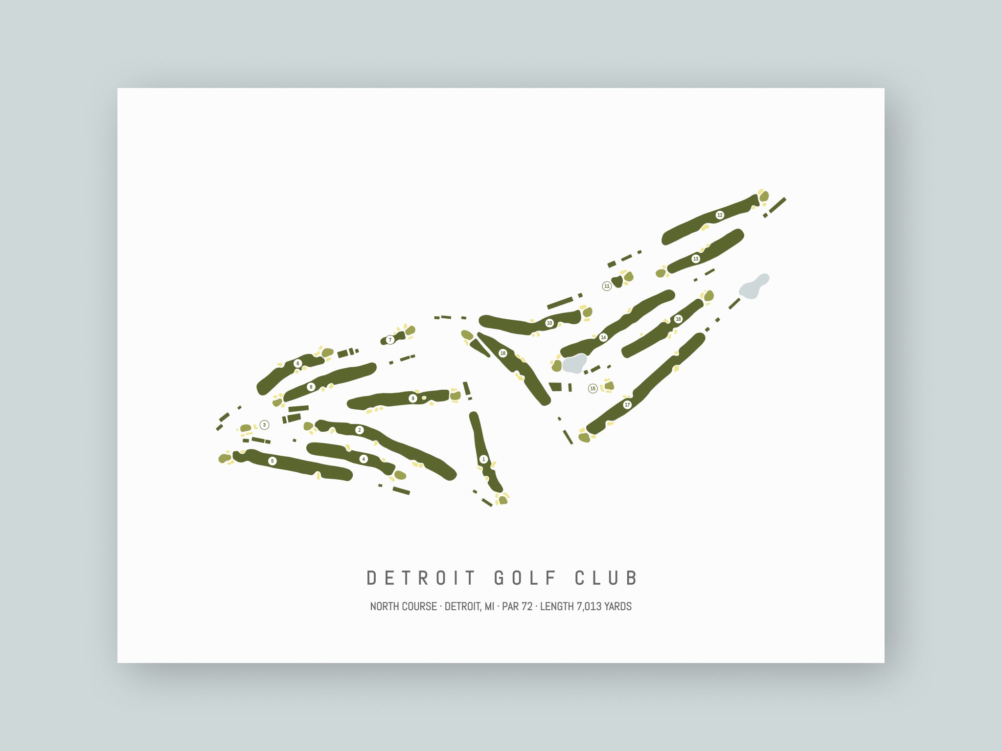 Detroit-Golf-Club-North-Course-MI--Unframed-24x18-With-Hole-Numbers