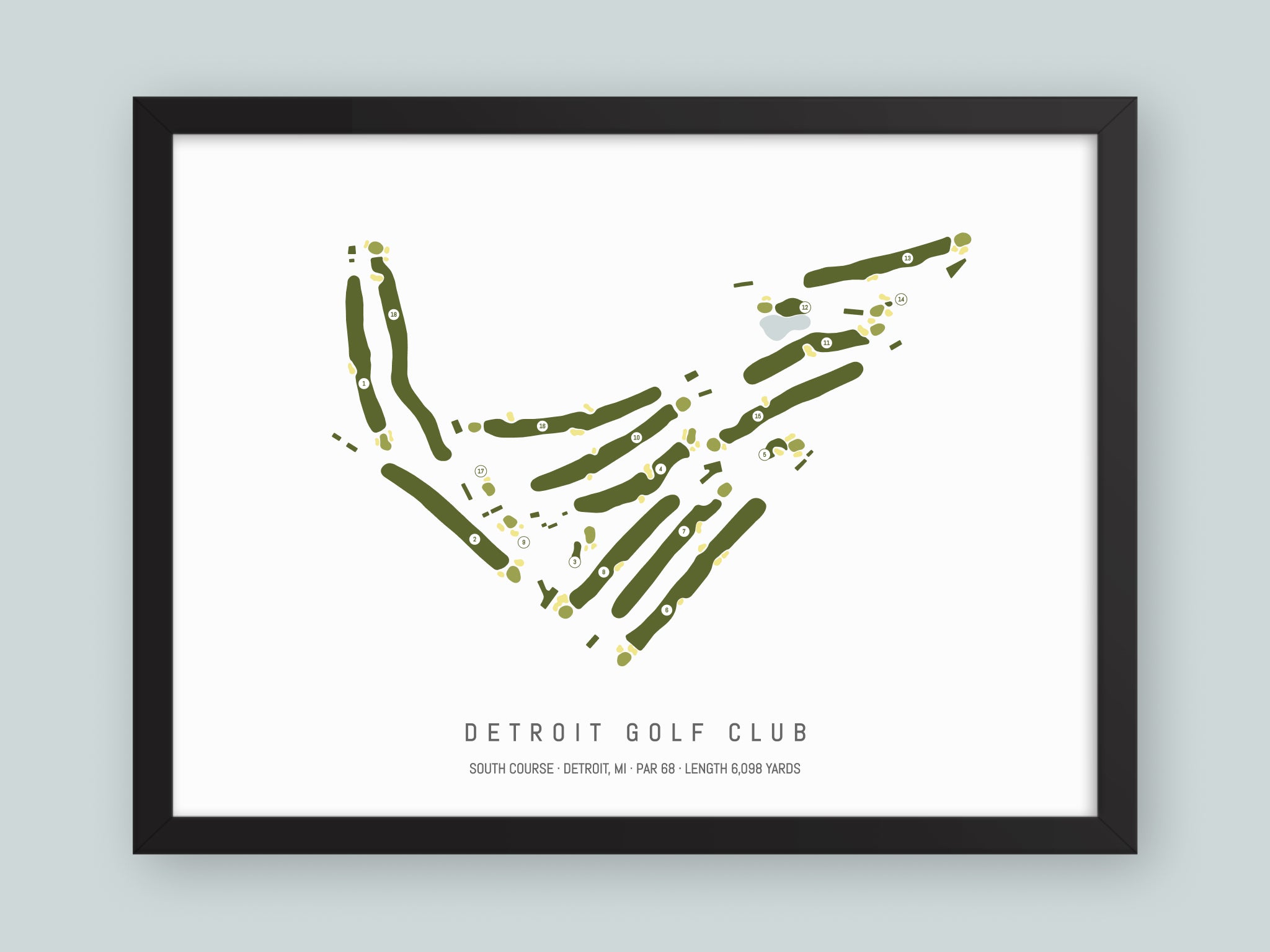 Detroit-Golf-Club-South-Course-MI--Black-Frame-24x18-With-Hole-Numbers