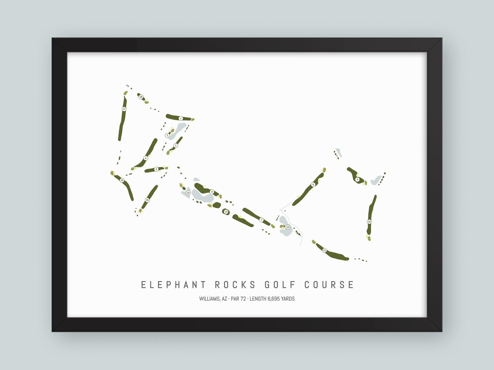 Elephant-Rocks-Golf-Course-AZ--Black-Frame-24x18-With-Hole-Numbers