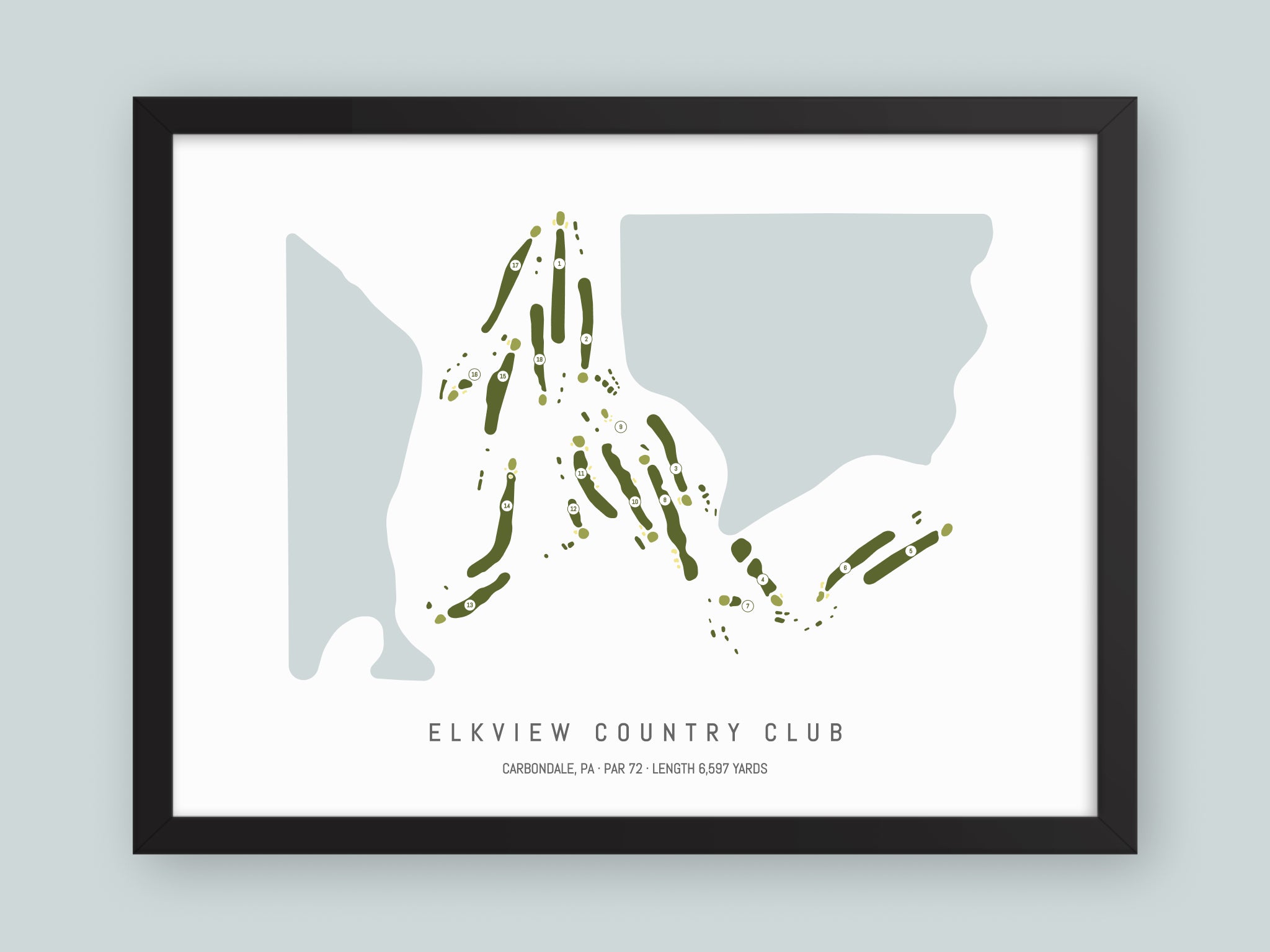 Elkview-Country-Club-PA--Black-Frame-24x18-With-Hole-Numbers