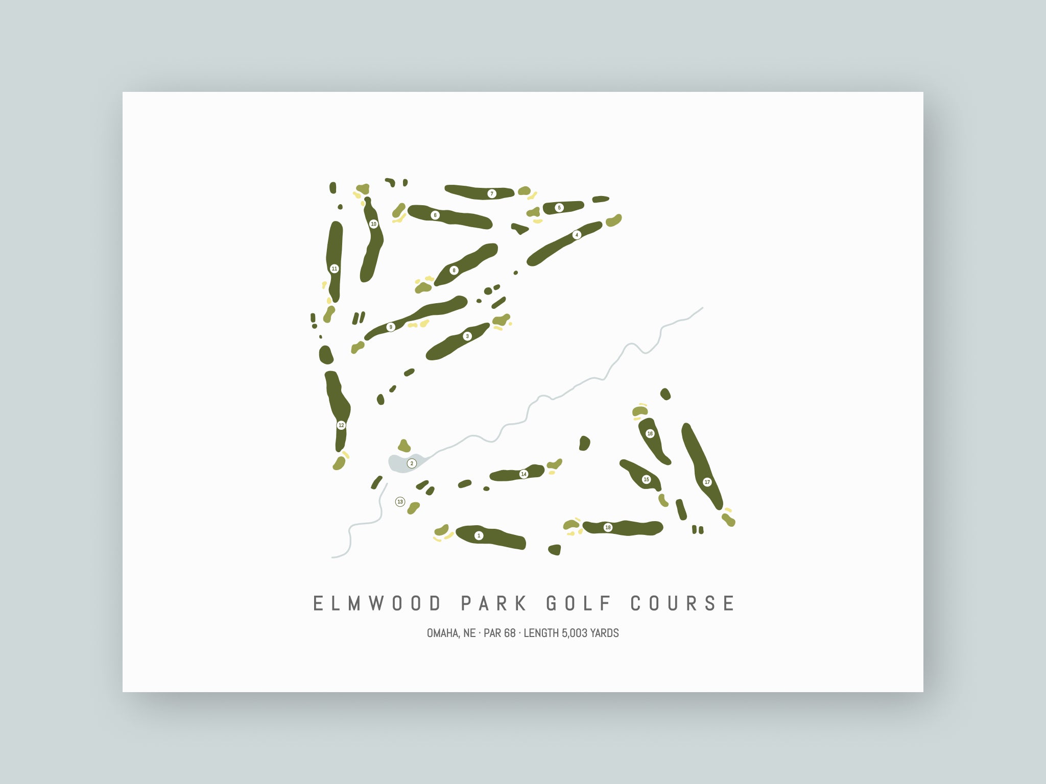 Elmwood-Park-Golf-Course-NE--Unframed-24x18-With-Hole-Numbers