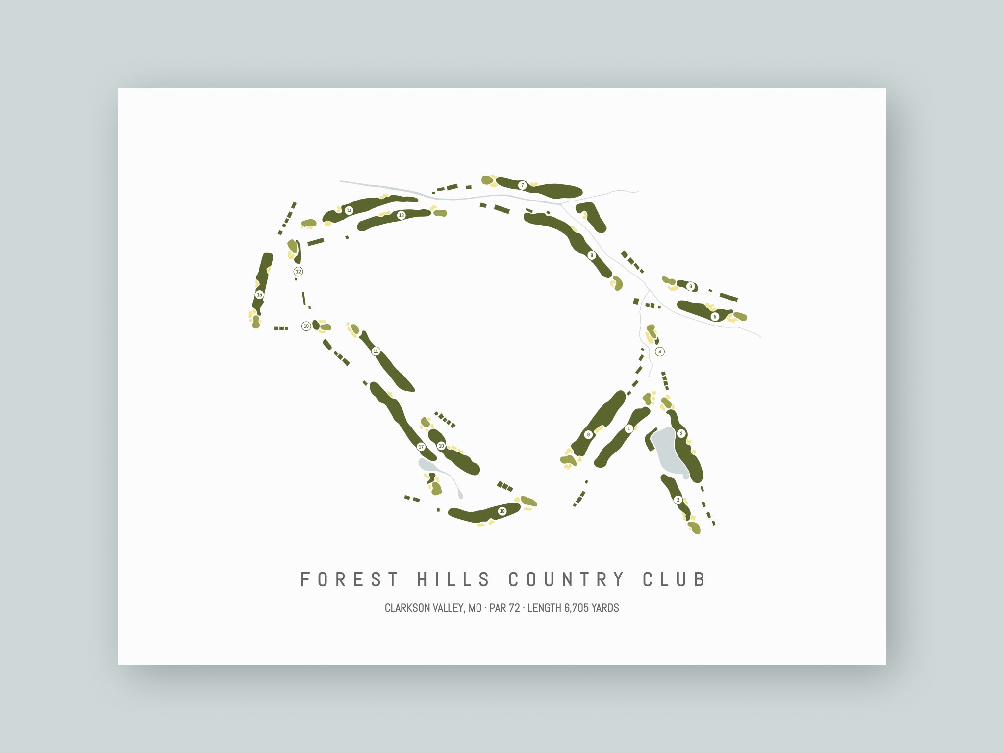 Forest-Hills-Country-Club-MO--Unframed-24x18-With-Hole-Numbers