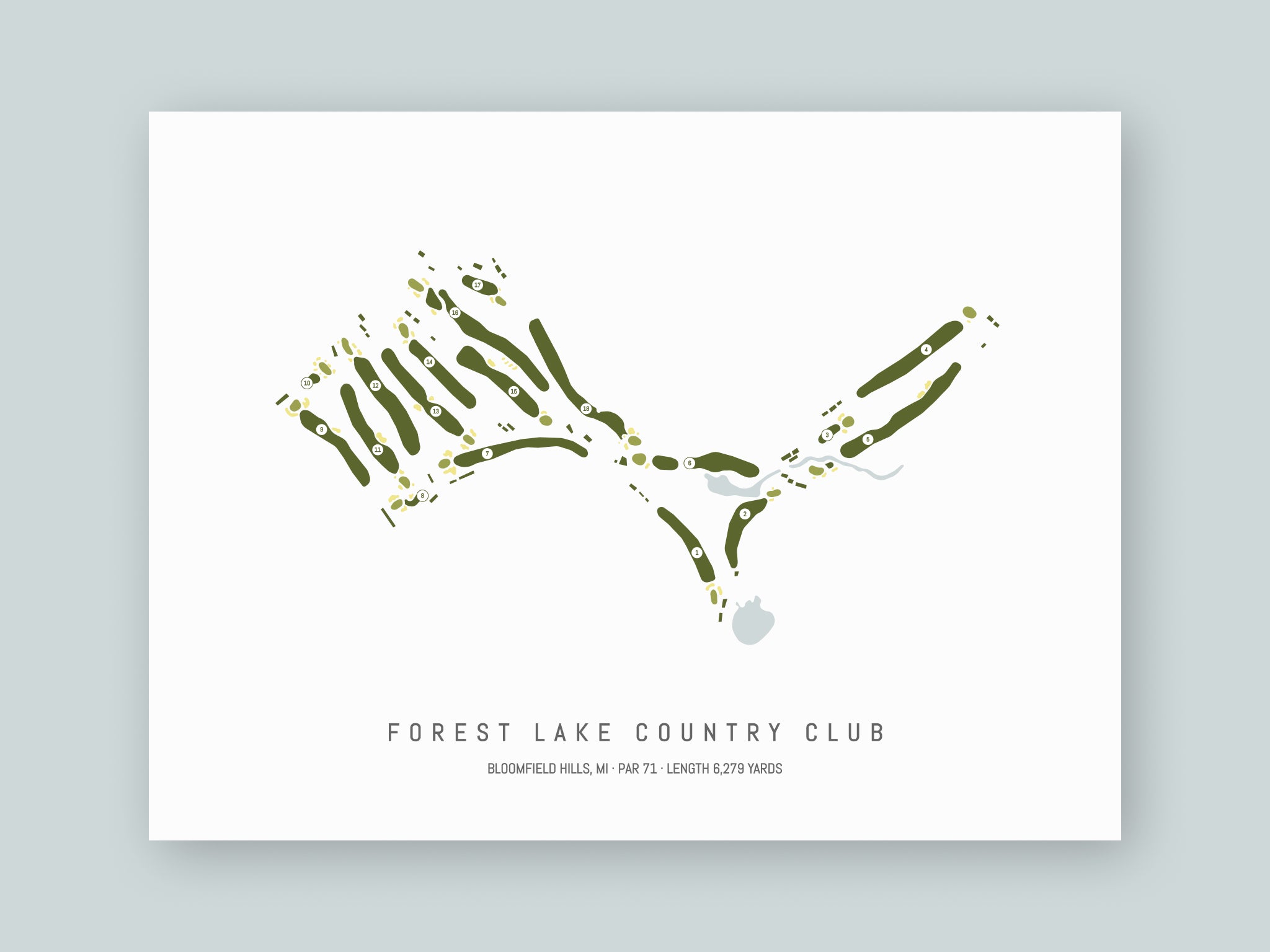 Forest-Lake-Country-Club-MI--Unframed-24x18-With-Hole-Numbers